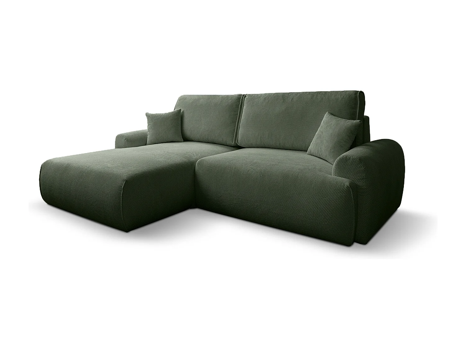 Canapé d'Angle gauche avec fonction de couchage Noboo coffre en vert bouteille direct fabricant, livraison et installation offertes
