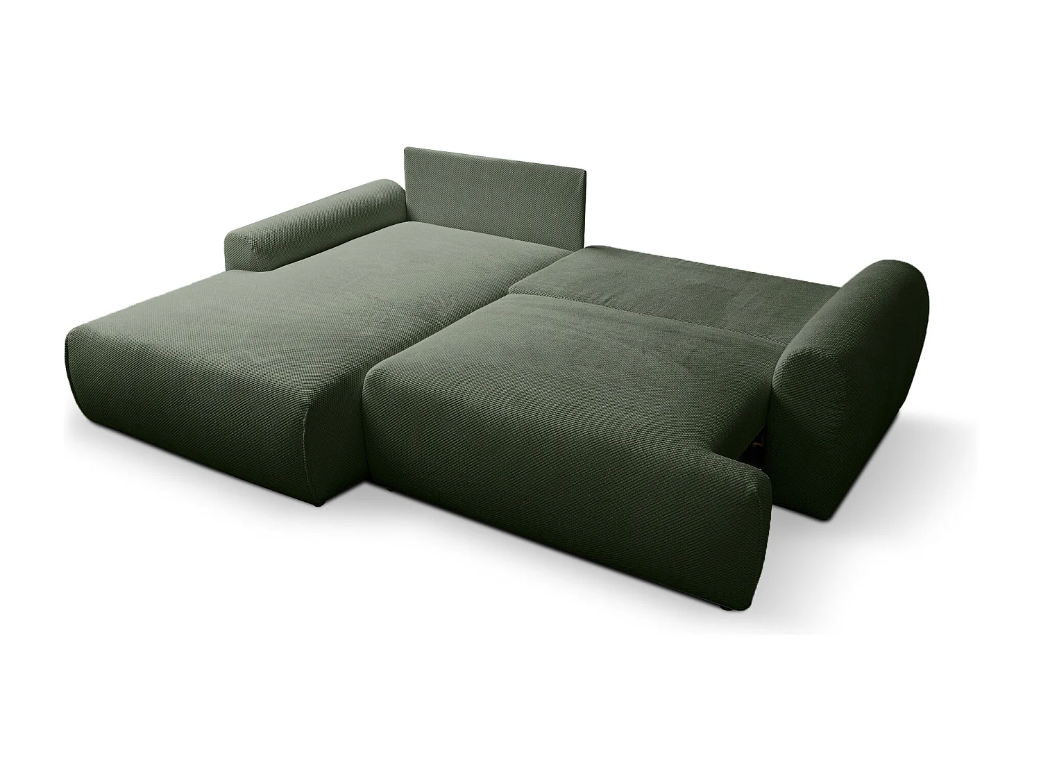 Canapé d'Angle gauche avec fonction de couchage Noboo coffre en vert bouteille direct fabricant, livraison et installation offertes