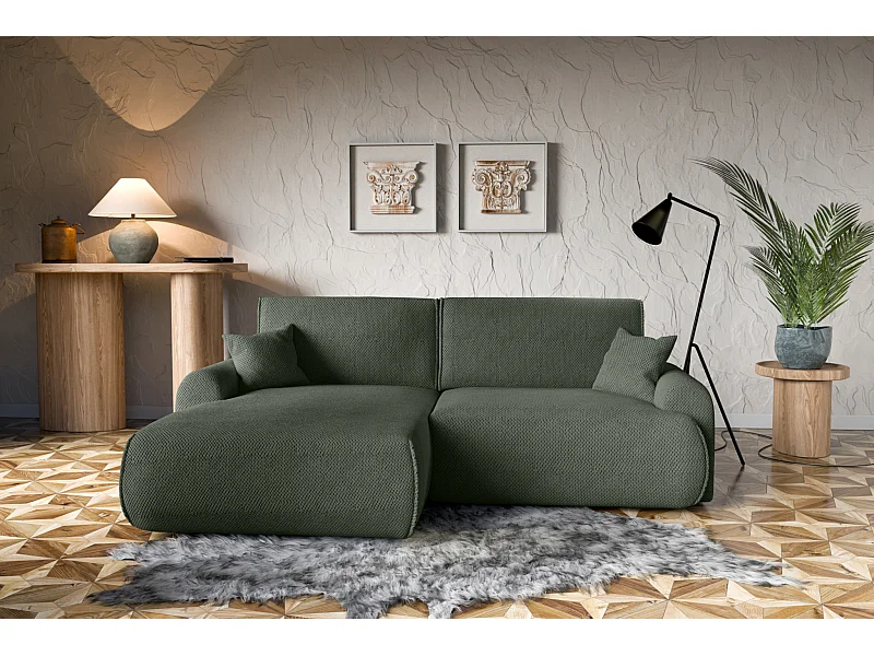 Divano letto angolare sinistro con vano contenitore Noboo in verde bottiglia del produttore - VINOTTI