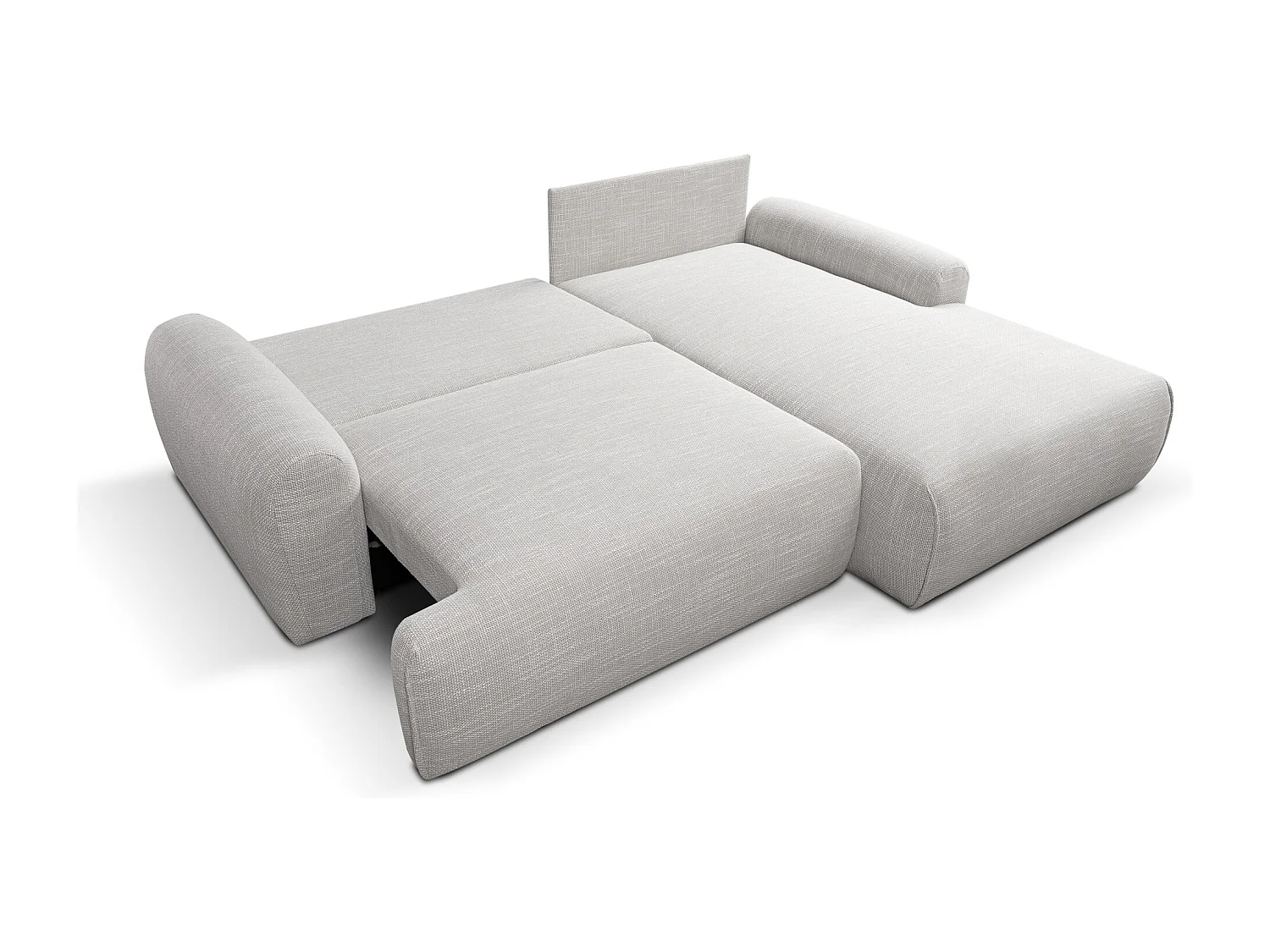 Canapé d'Angle droit avec fonction de couchage Noboo coffre en gris clair direct fabricant, livraison et installation offertes