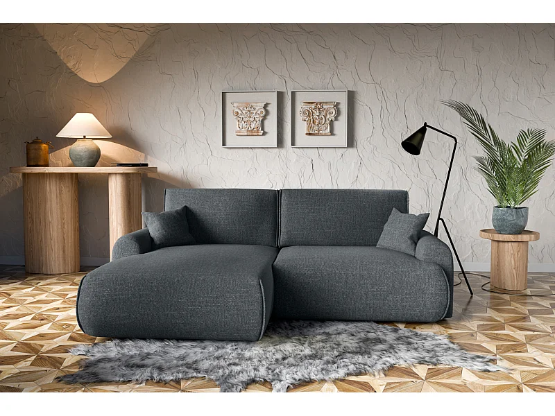 Divano letto angolare sinistro con vano contenitore Noboo in antracite direttamente dal produttore, consegna e installazione gratuite