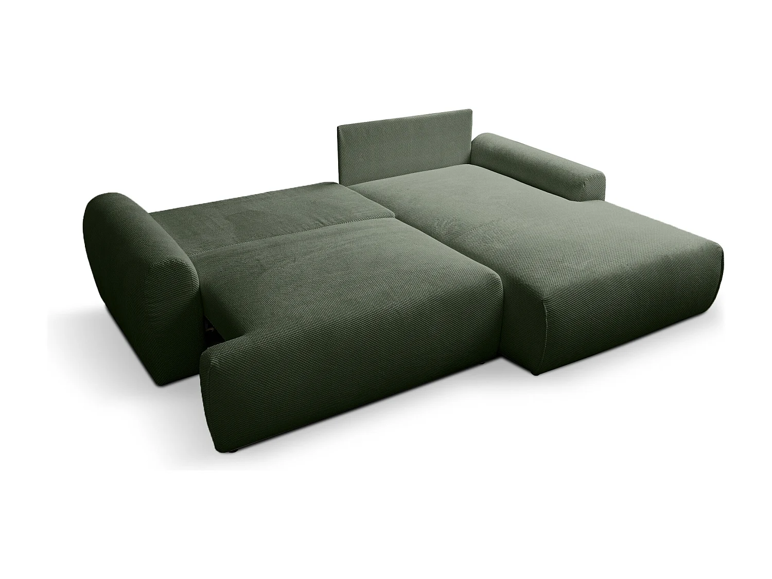 Canapé d'Angle droit avec fonction de couchage Noboo coffre en vert bouteille du fabricant -VINOTTI