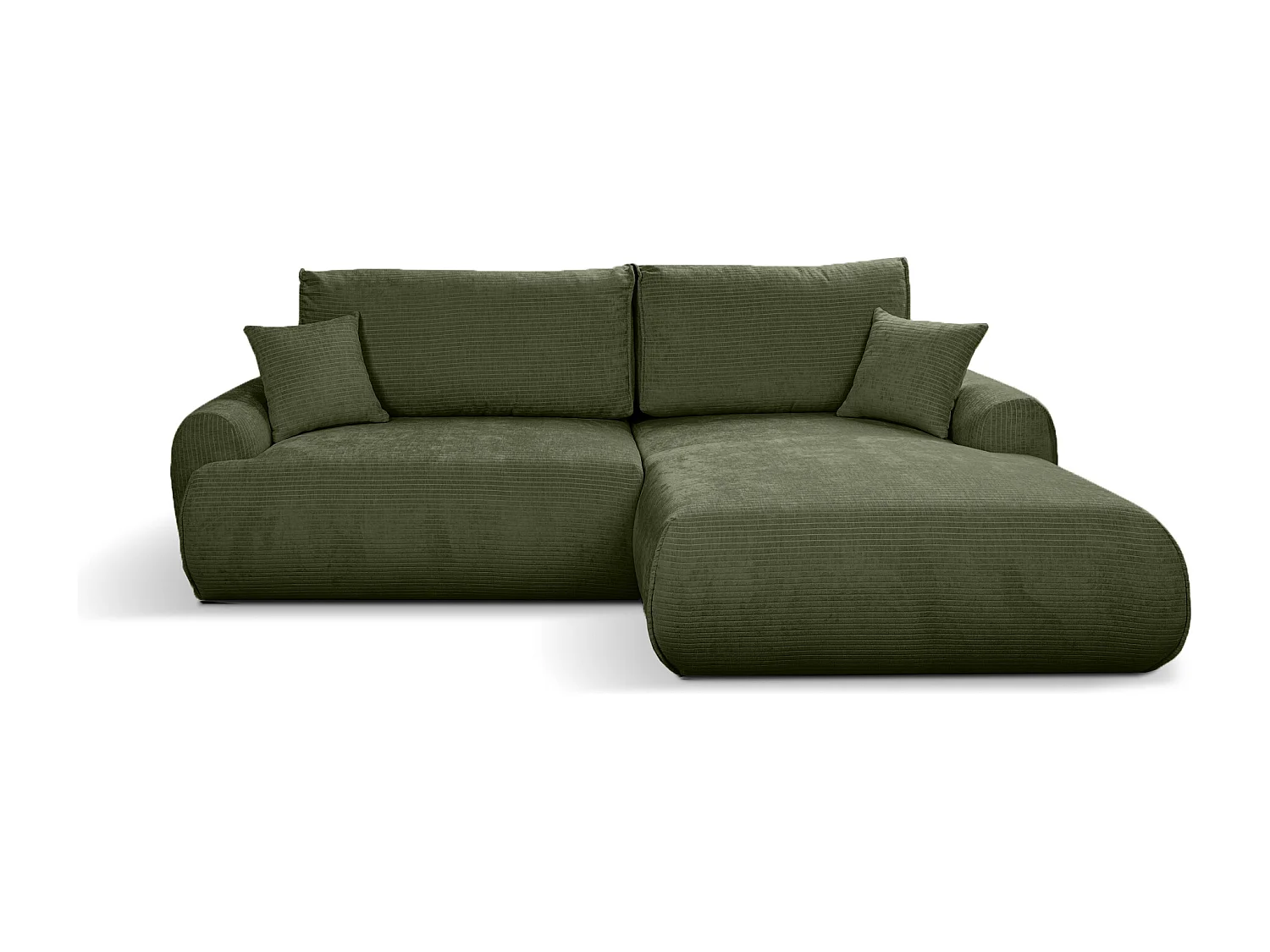 Canapé d'Angle droit avec fonction de couchage Noboo coffre en velours côtelé vert du fabricant -VINOTTI