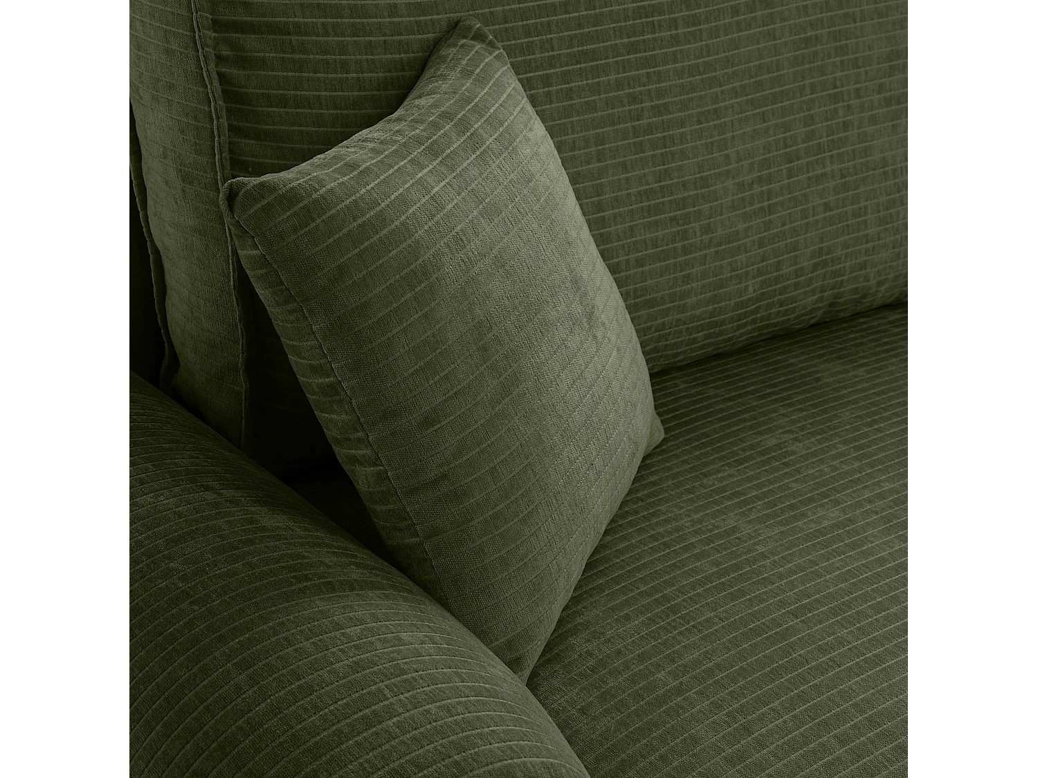 Canapé d'Angle droit avec fonction de couchage Noboo coffre en velours côtelé vert du fabricant -VINOTTI