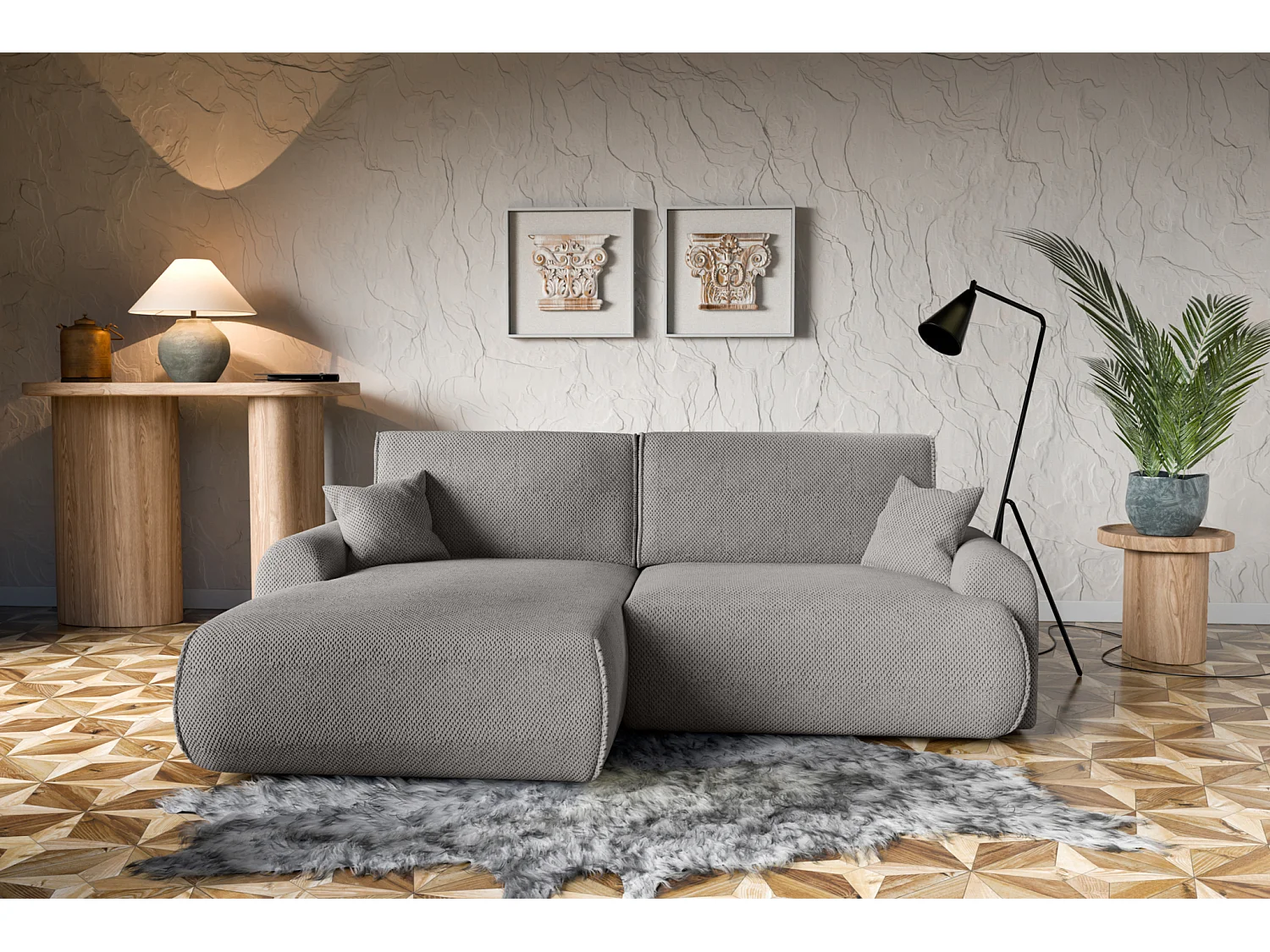 Divano letto angolare sinistro con vano contenitore Noboo in beige del produttore - VINOTTI