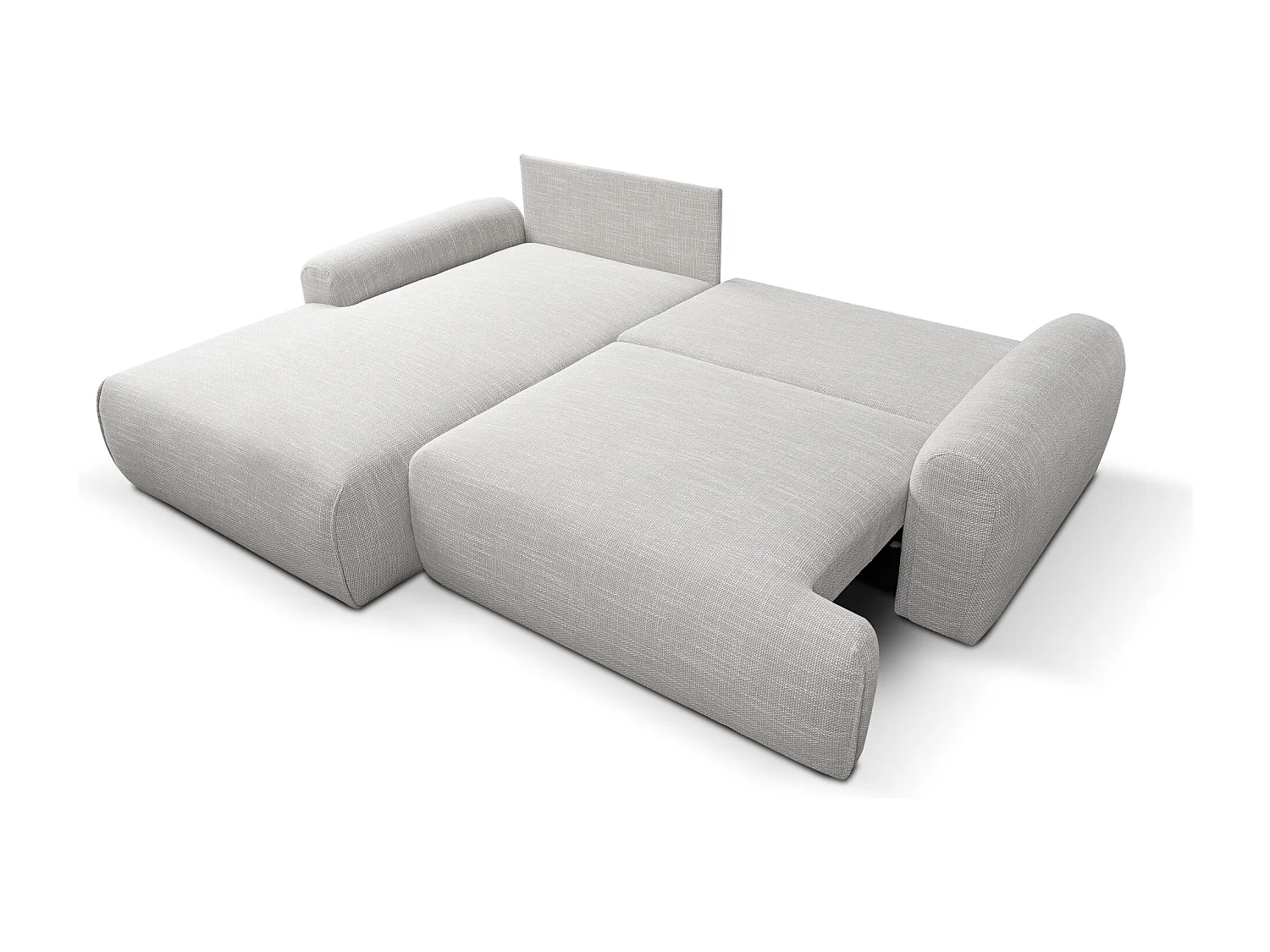 Canapé d'Angle gauche avec fonction de couchage Noboo coffre en gris clair direct fabricant, livraison et installation offertes