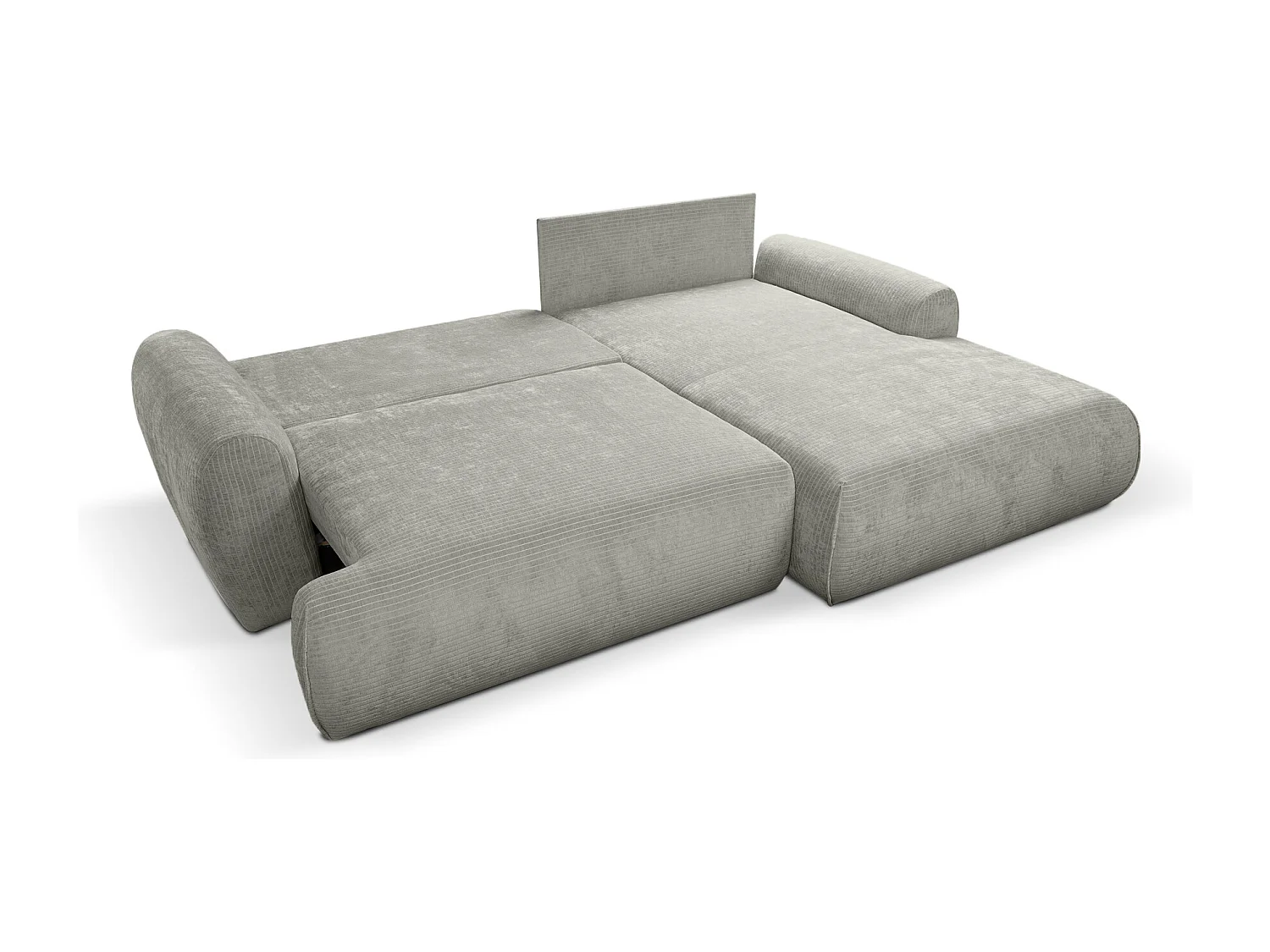 Divano letto angolare destro con vano contenitore Noboo in velluto a coste grigio del produttore - VINOTTI