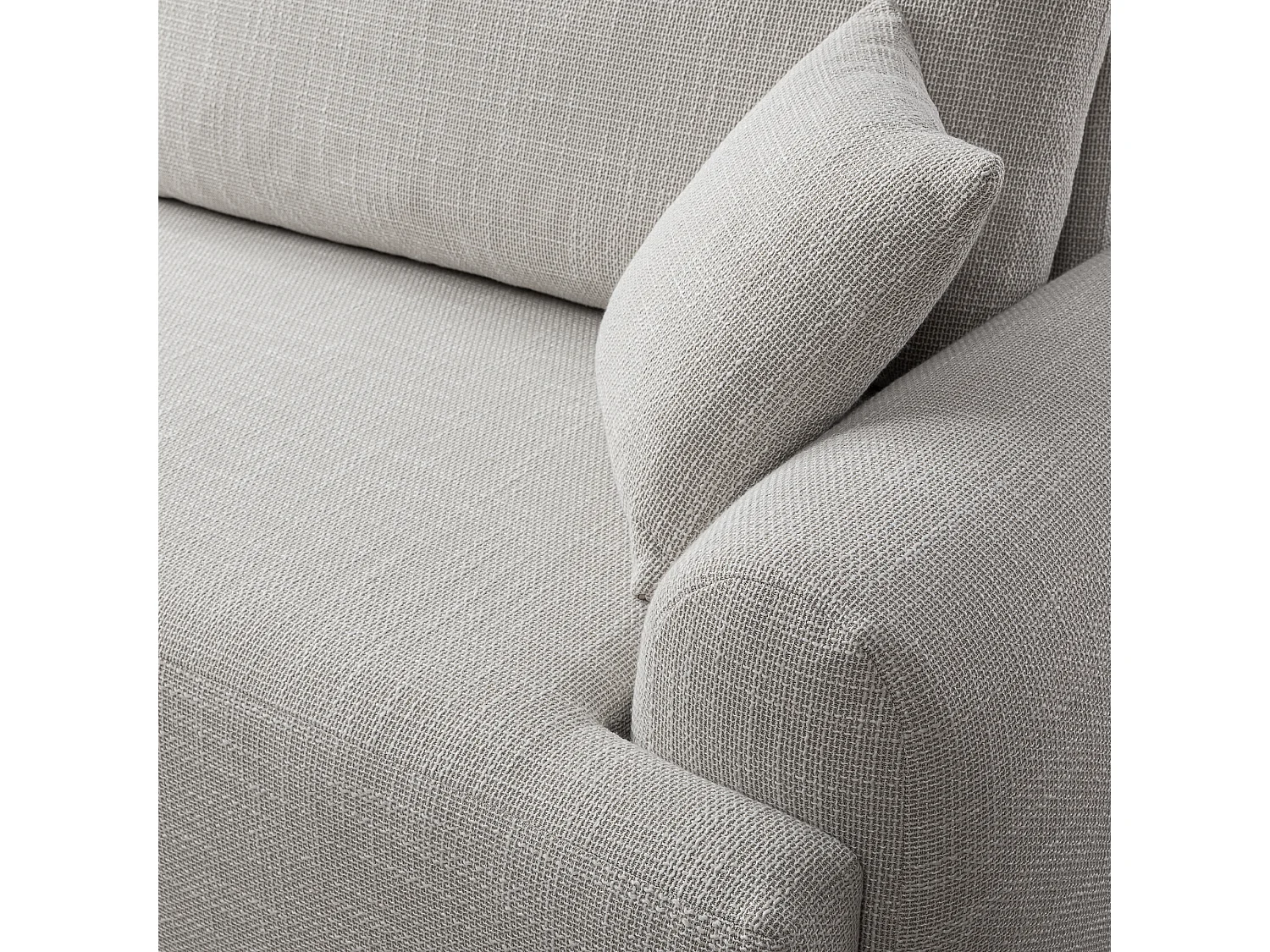 Canapé d’angle gauche en tissu tressé gris clair, résistant à l’usure, avec fonction couchage – ARTE PREMIUM