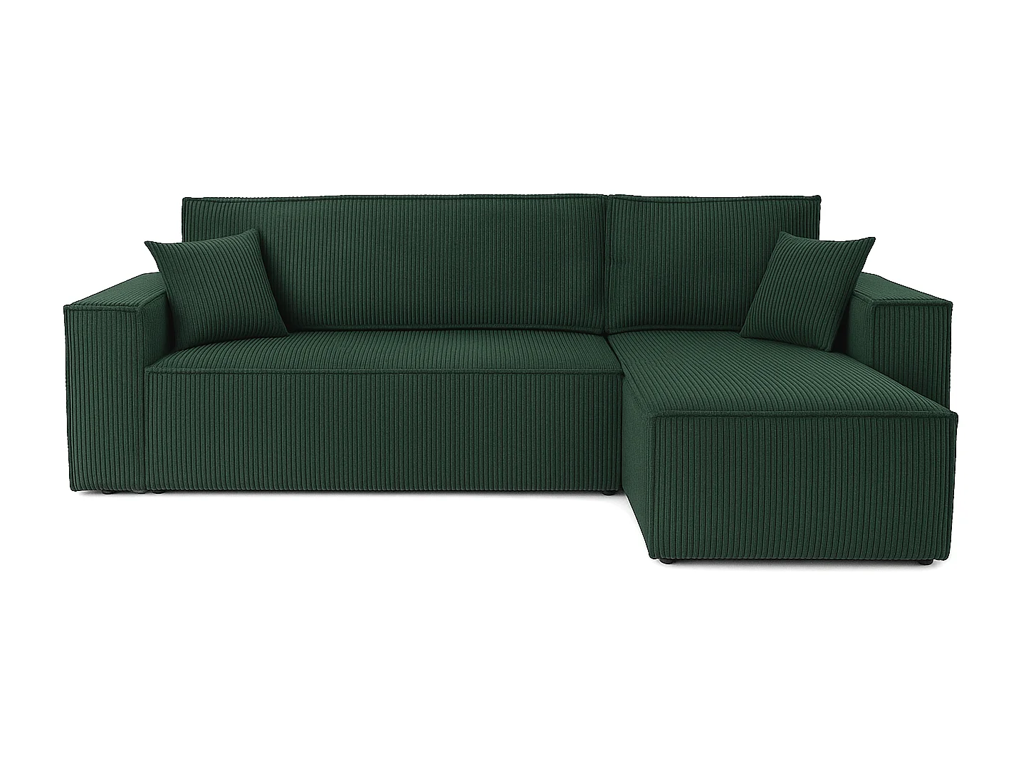 Divano letto angolare reversibile con vano contenitore universale Karl L in velluto a coste verde bottiglia del produttore - VINOTTI