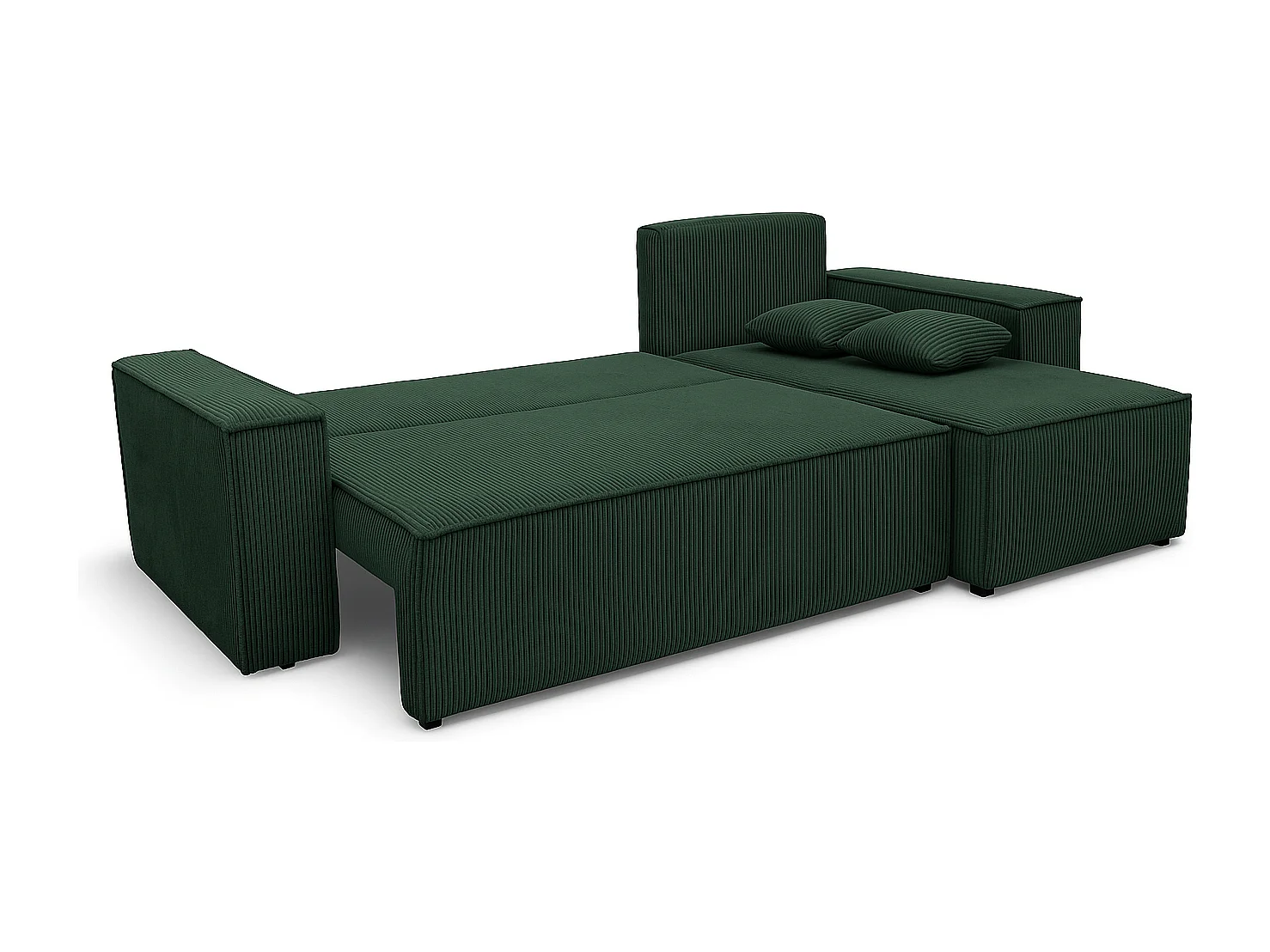 Divano letto angolare reversibile con vano contenitore universale Karl L in velluto a coste verde bottiglia del produttore - VINOTTI