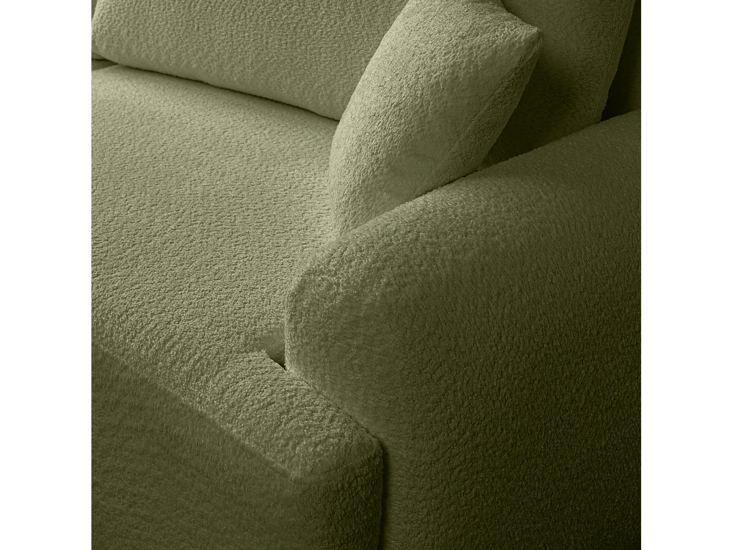 Canapé d’angle gauche moderne avec fonction couchage en bouclé vert bouteille – ARTE PREMIUM, direct fabricant