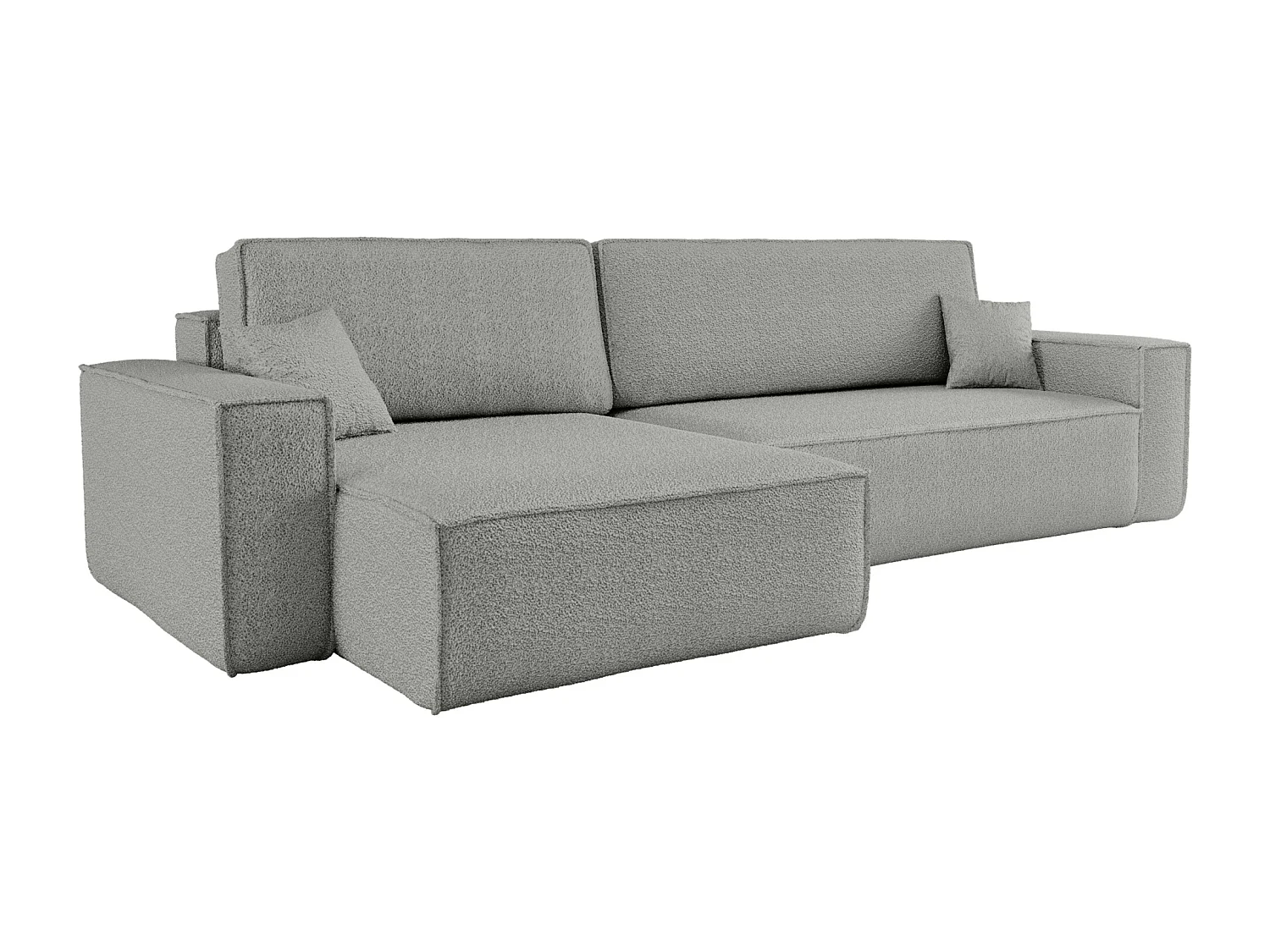 Canapé d'Angle réversible convertible avec fonction de couchage Karl XL coffre universel en tissu bouclé gris clair du fabricant - VINOTTI