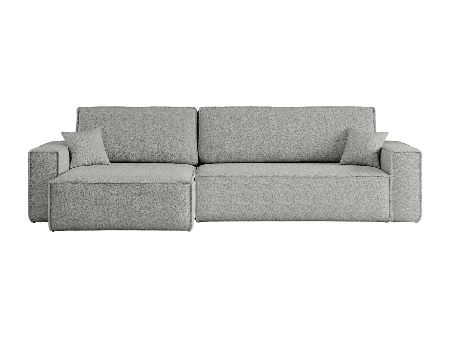 Canapé d'Angle réversible convertible avec fonction de couchage Karl XL coffre universel en tissu bouclé gris clair du fabricant - VINOTTI