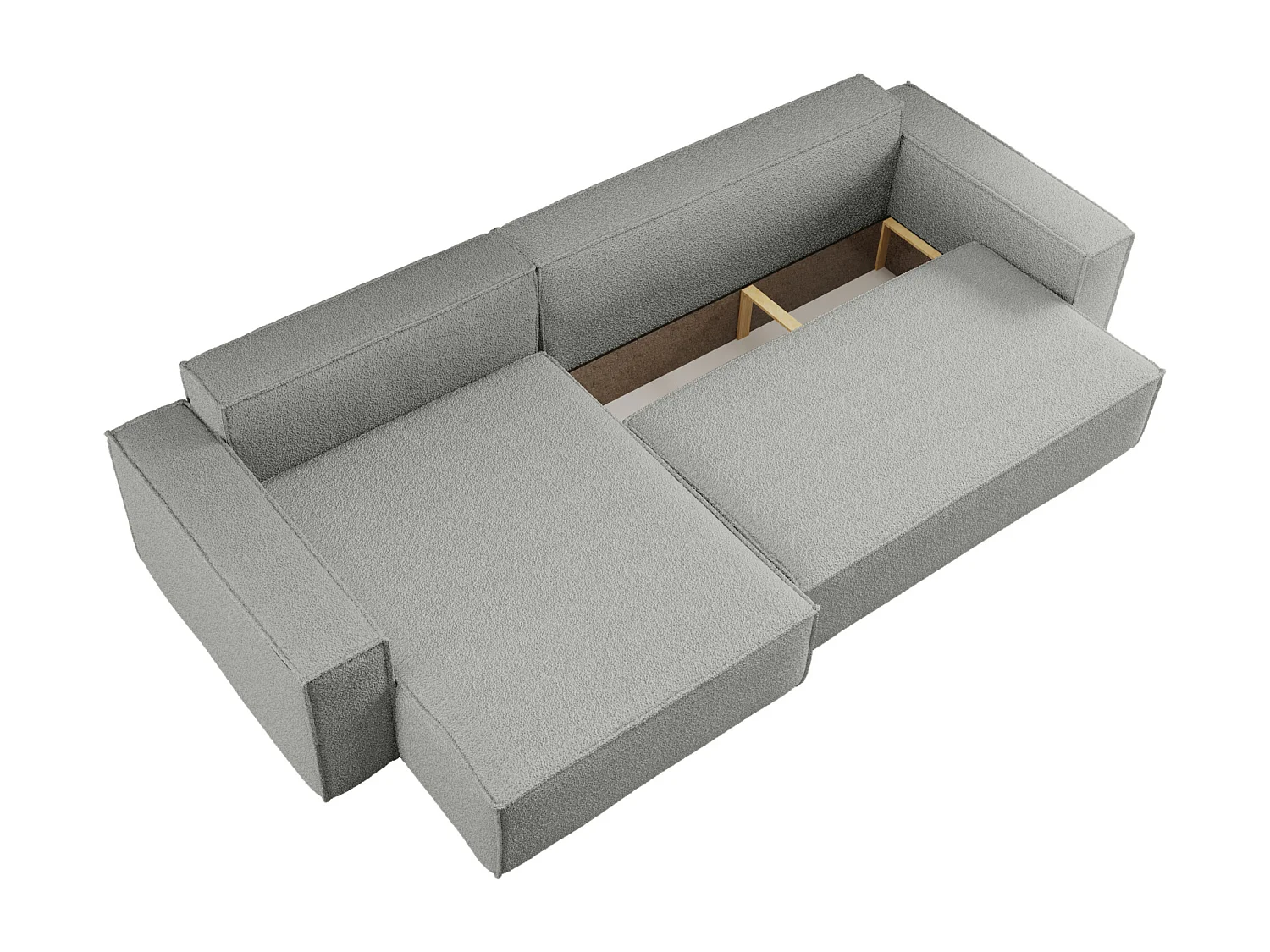 Canapé d'Angle réversible convertible avec fonction de couchage Karl XL coffre universel en tissu bouclé gris clair du fabricant - VINOTTI