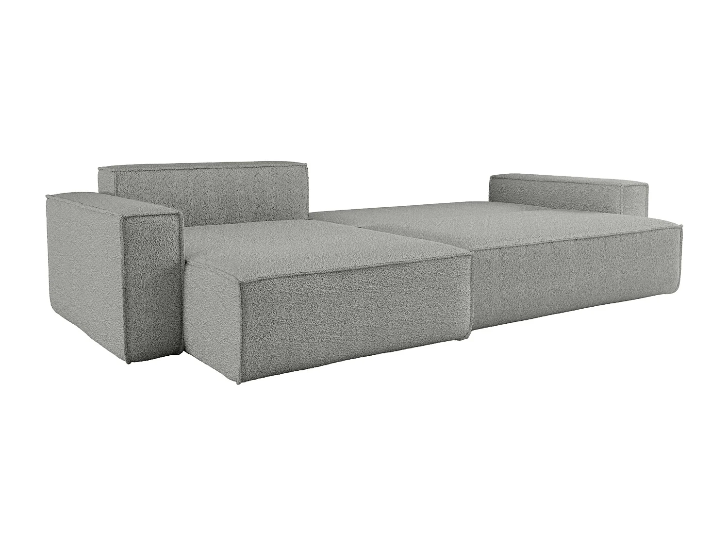 Canapé d'Angle réversible convertible avec fonction de couchage Karl XL coffre universel en tissu bouclé gris clair du fabricant - VINOTTI