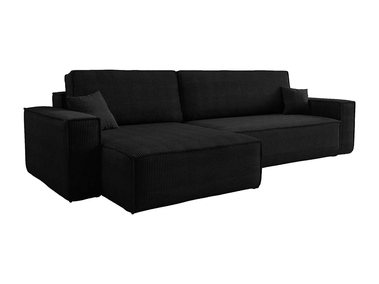 Canapé d'Angle réversible convertible avec fonction de couchage Karl XL coffre universel en velours côtelé noir du fabricant VINOTTI