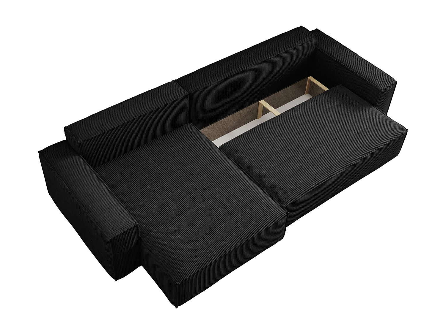 Canapé d'Angle réversible convertible avec fonction de couchage Karl XL coffre universel en velours côtelé noir du fabricant VINOTTI