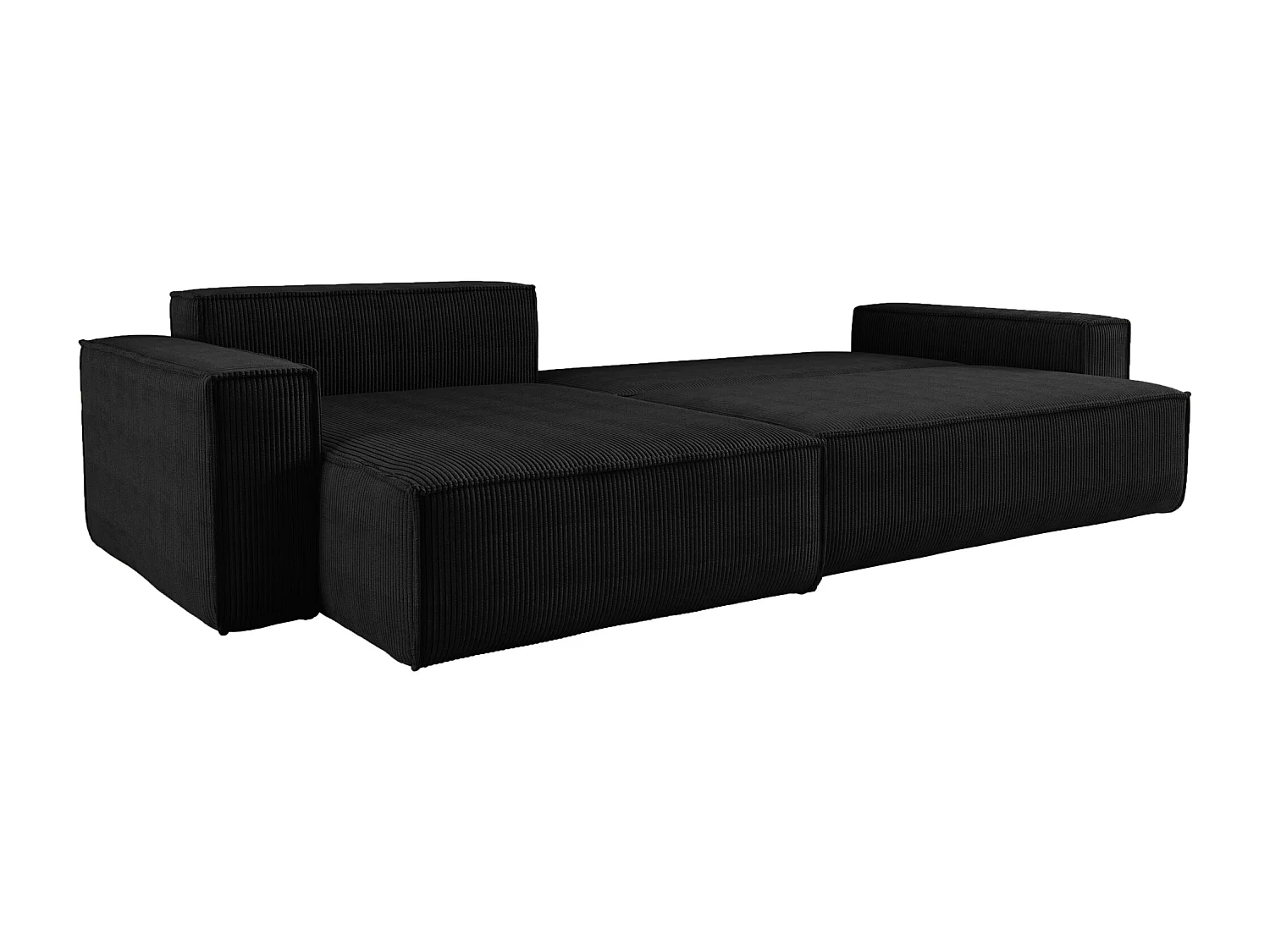 Canapé d'Angle réversible convertible avec fonction de couchage Karl XL coffre universel en velours côtelé noir du fabricant VINOTTI