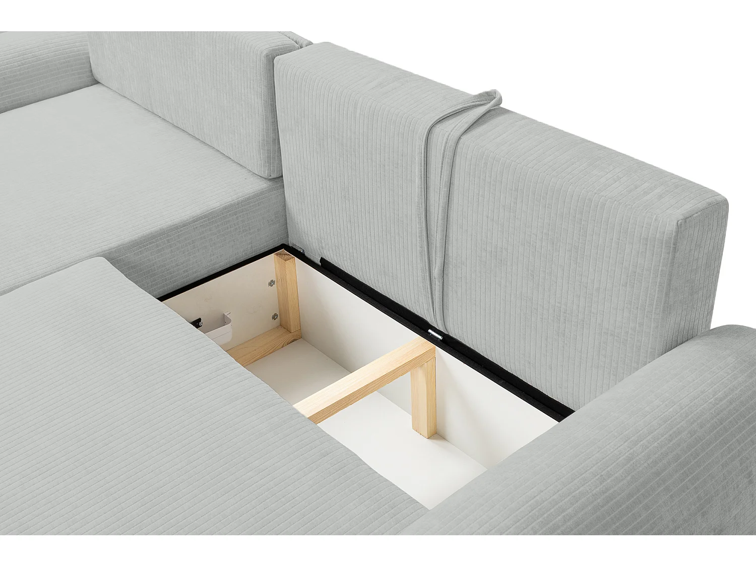 Canapé d'Angle gauche avec fonction de couchage ARTE PREMIUM coffre en velours côtelé gris du fabricant - VINOTTI