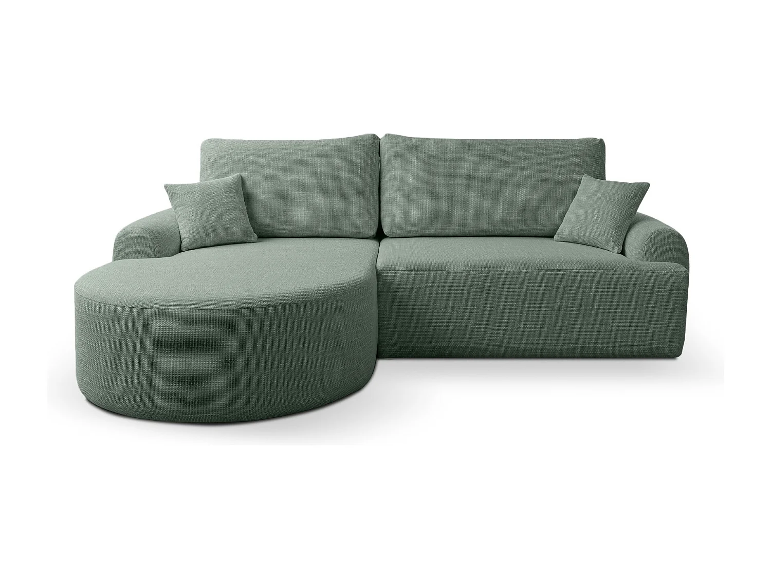 Canapé d’angle gauche en tissu tressé vert bouteille, résistant à l’usure, avec fonction couchage – ARTE PREMIUM