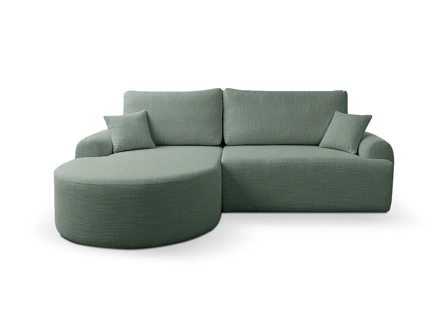 Canapé d’angle gauche en tissu tressé vert bouteille, résistant à l’usure, avec fonction couchage – ARTE PREMIUM