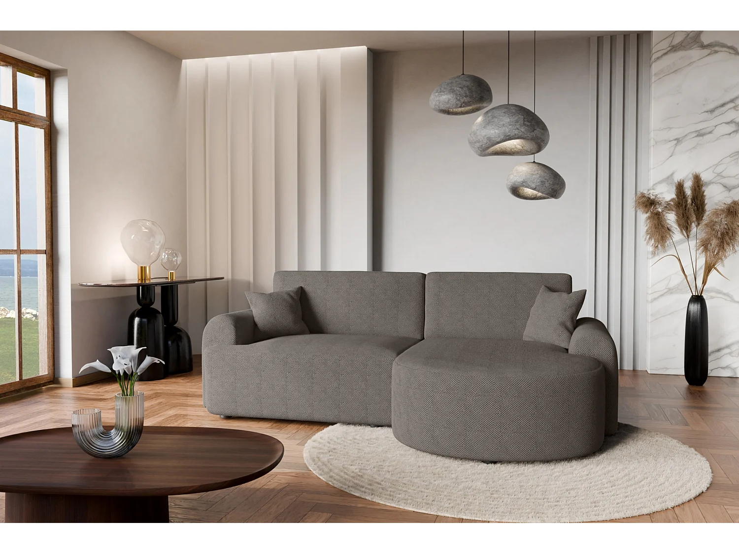 Canapé d'Angle droit avec fonction de couchage ARTE PREMIUM coffre en brun du fabricant