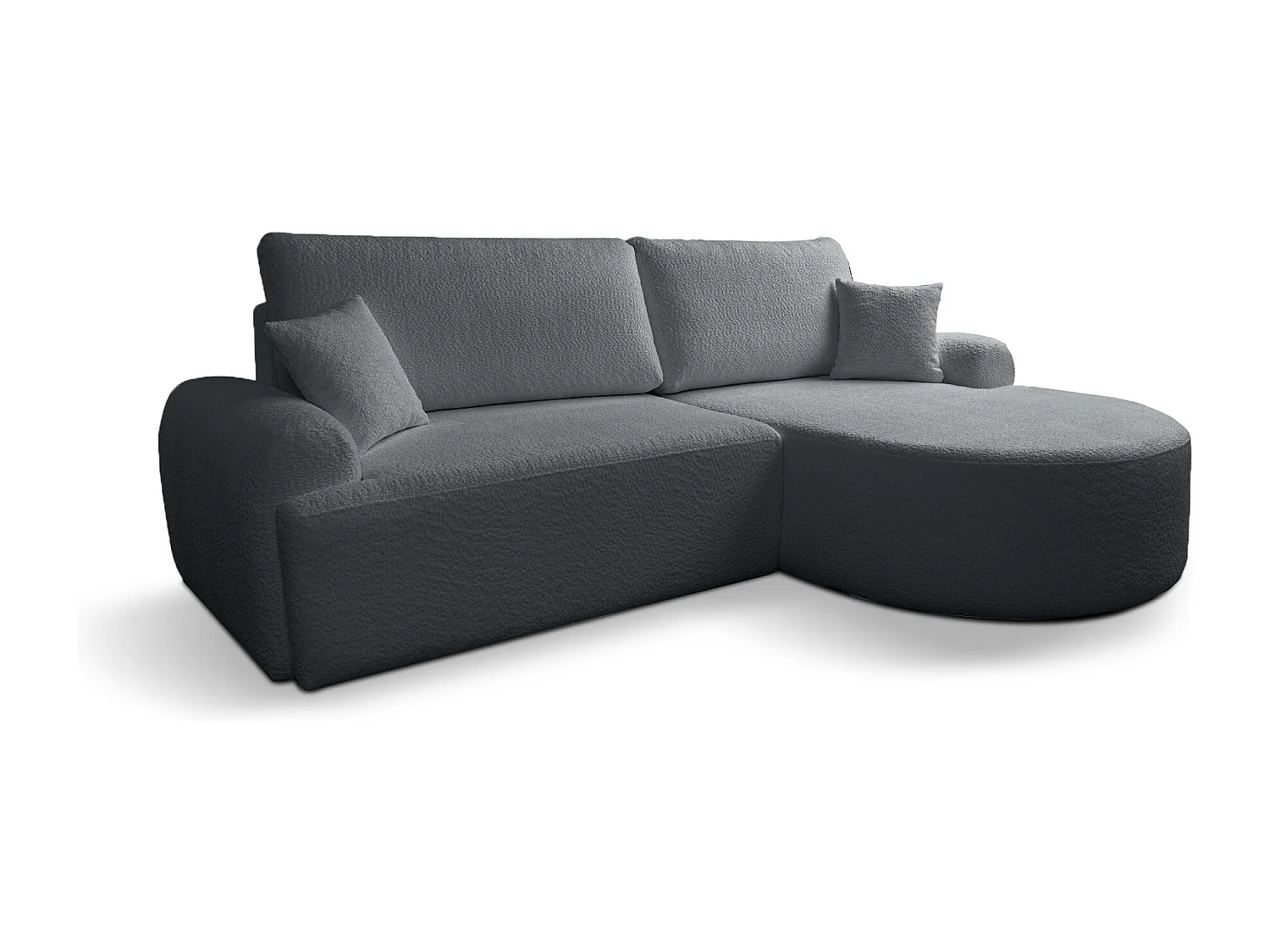 Divano angolare destro moderno con funzione letto in bouclé antracite – ARTE PREMIUM, direttamente dal produttore