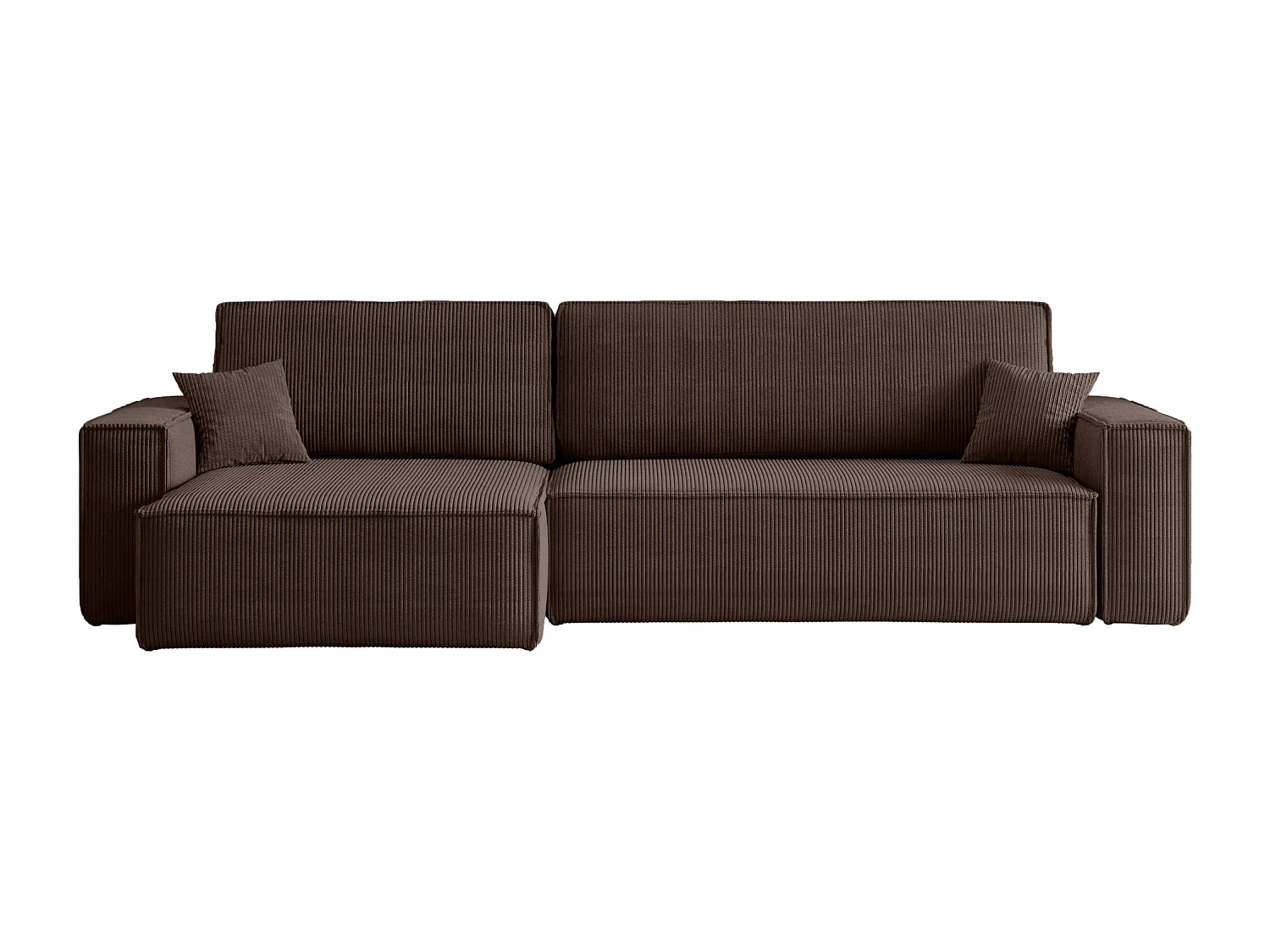 Canapé d'Angle réversible convertible avec fonction de couchage Karl XL coffre universel en velours côtelé brun chocolat du fabricant VINOTTI