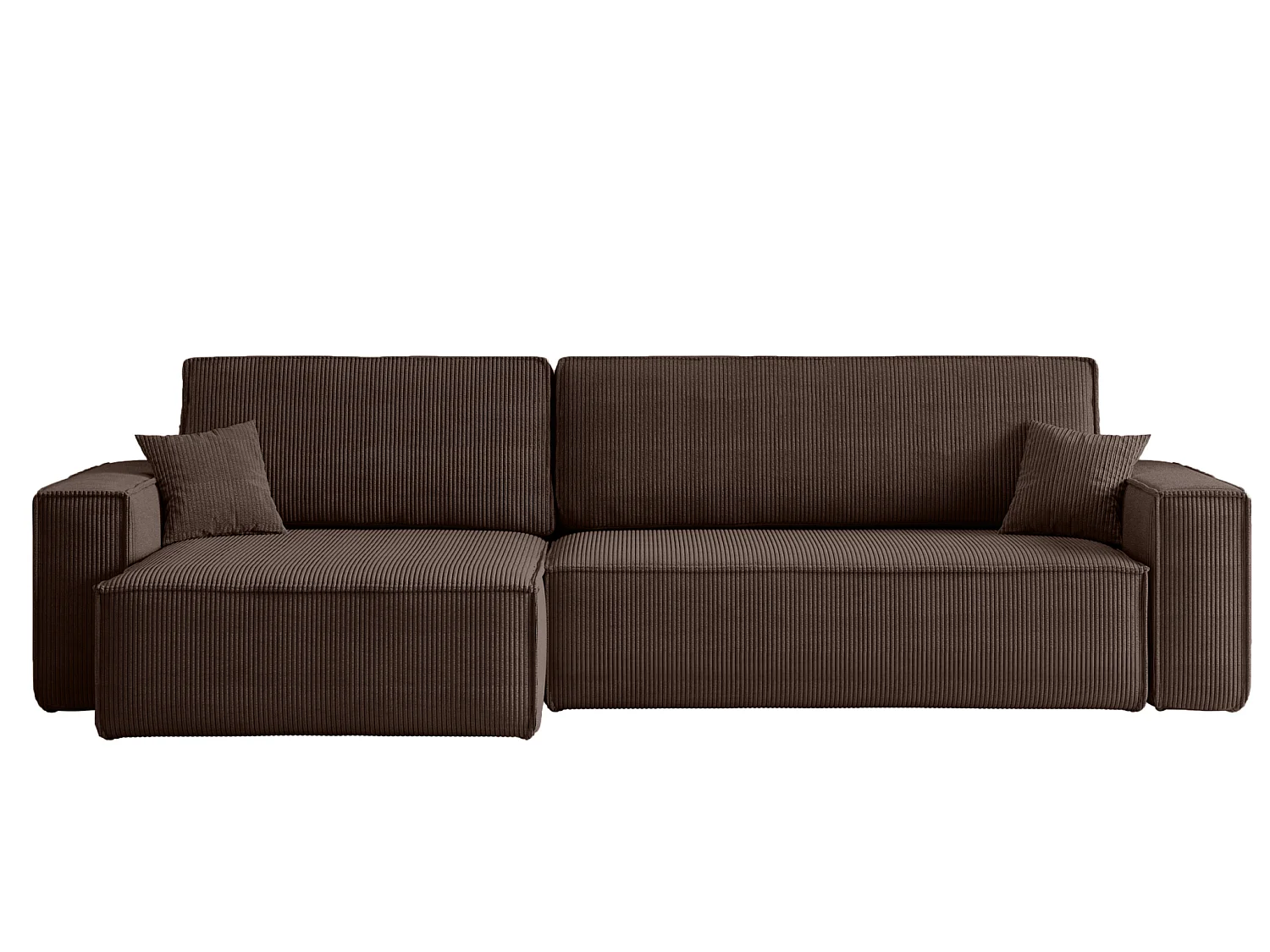 Canapé d'angle convertible 4 places avec coffre en velours brun