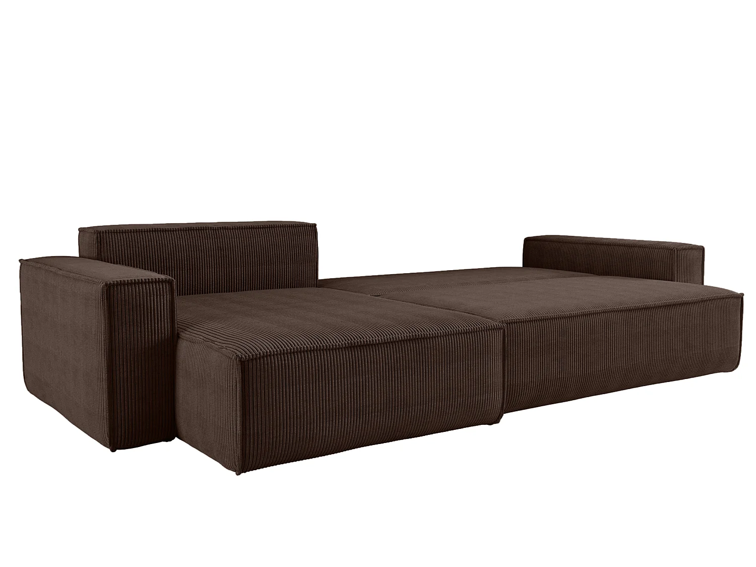 Canapé d'angle convertible 4 places avec coffre en velours brun
