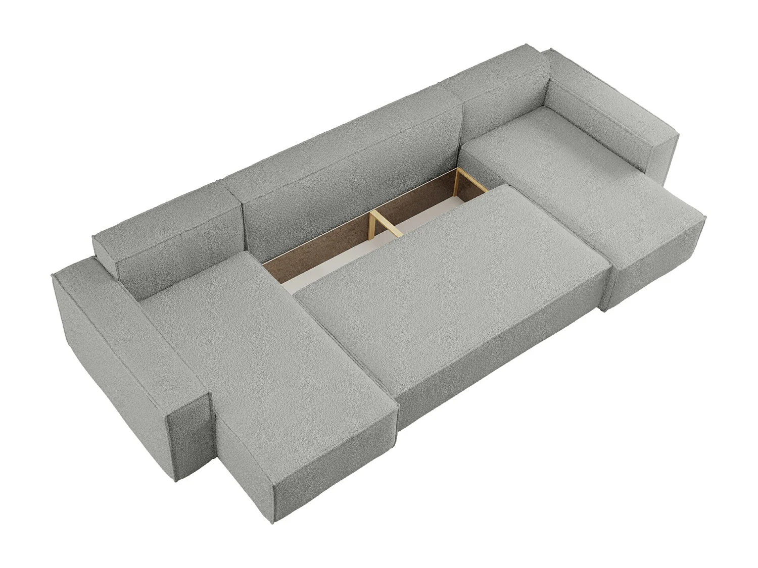 Canapé d'Angle réversible convertible avec fonction de couchage Karl U coffre universel en tissu bouclé gris clair du fabricant - VINOTTI