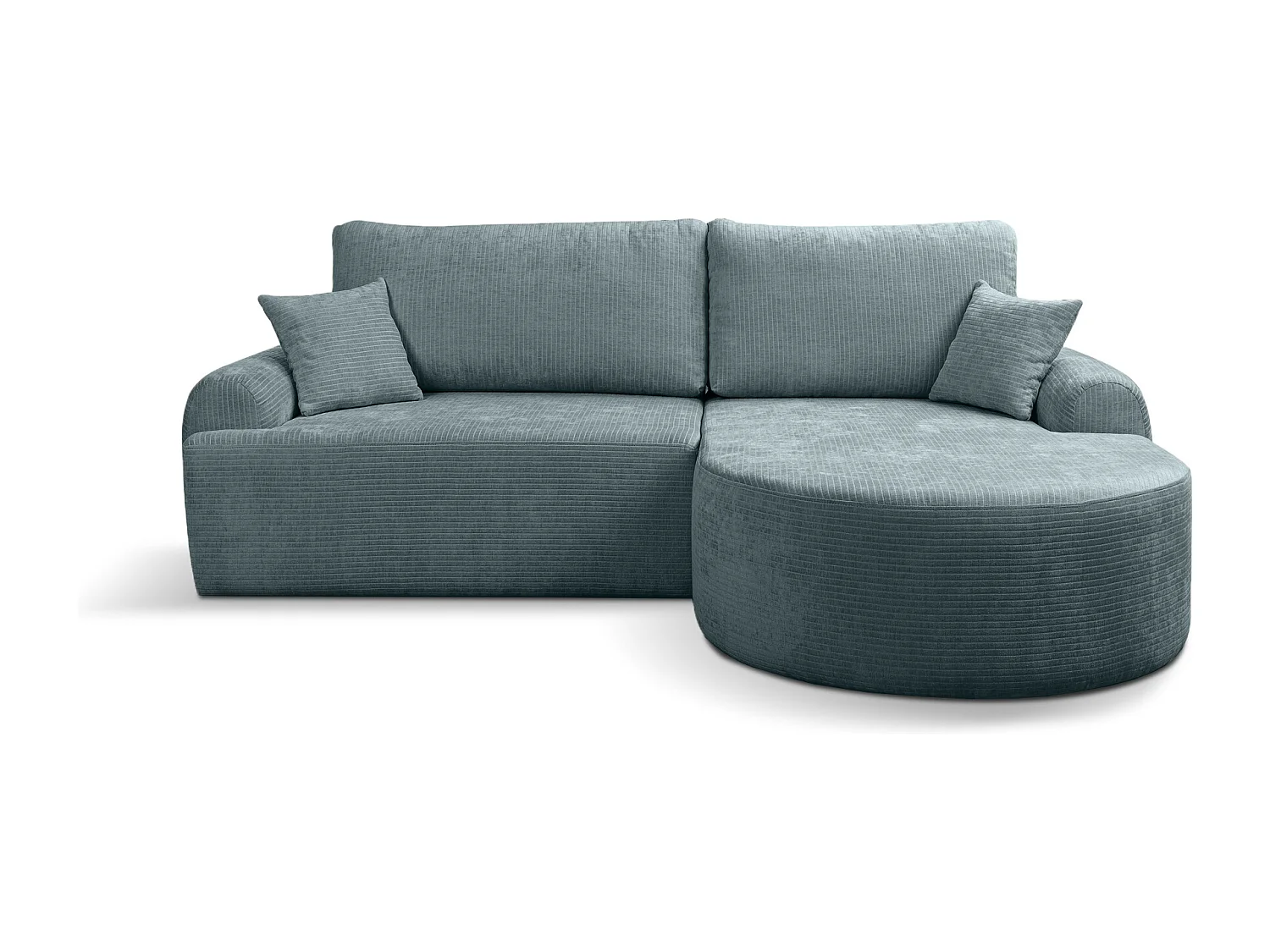 Canapé d'Angle droit avec fonction de couchage ARTE PREMIUM coffre en velours côtelé turquoise du fabricant - VINOTTI