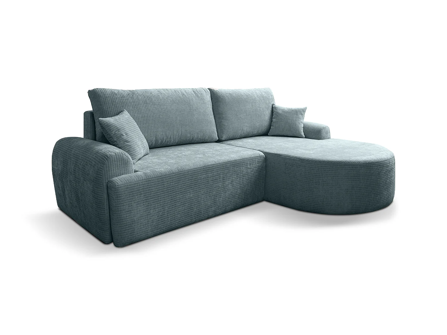 Canapé d'Angle droit avec fonction de couchage ARTE PREMIUM coffre en velours côtelé turquoise du fabricant - VINOTTI