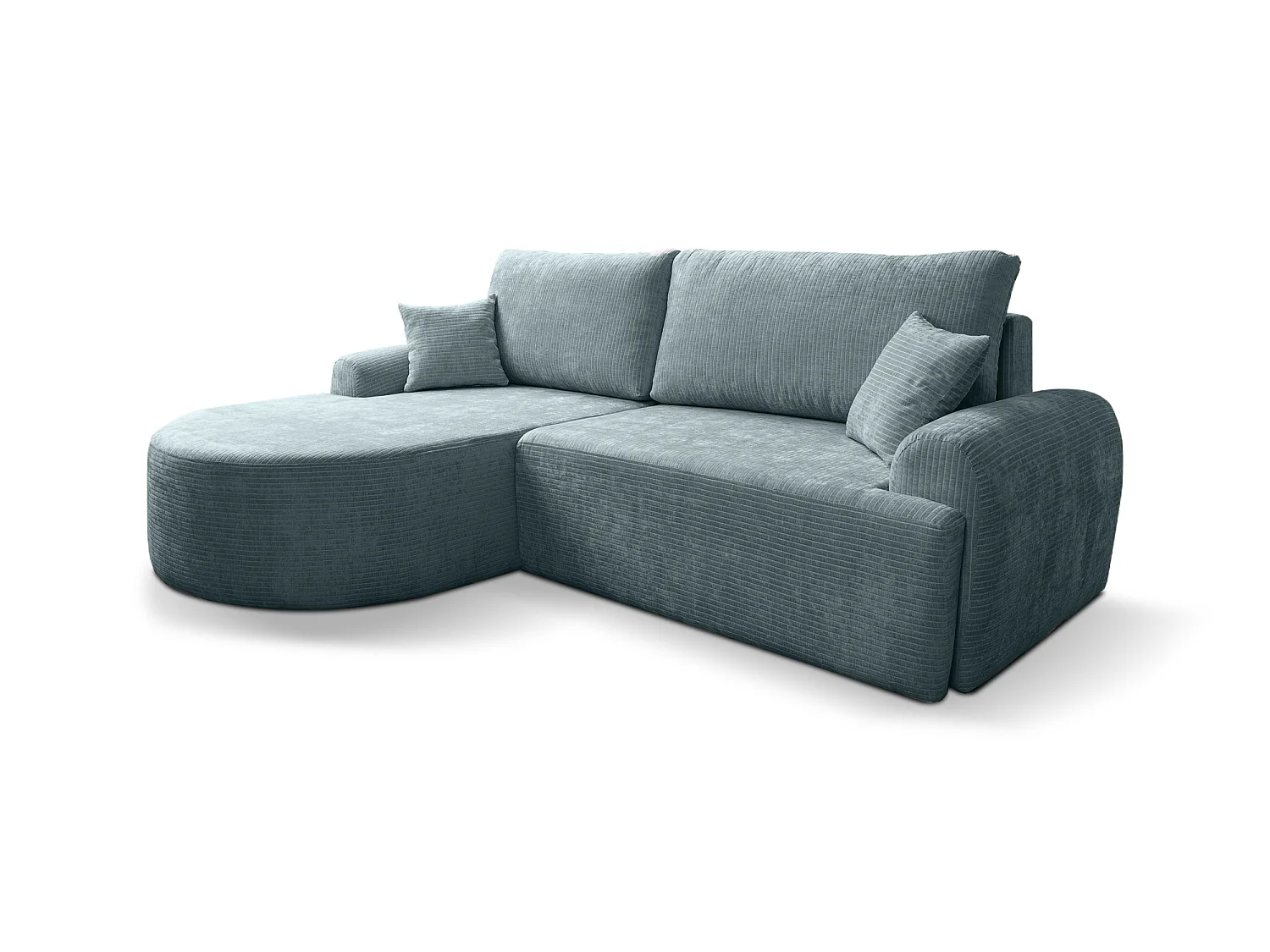 Canapé d'Angle gauche avec fonction de couchage ARTE PREMIUM coffre en velours côtelé turquoise du fabricant - VINOTTI