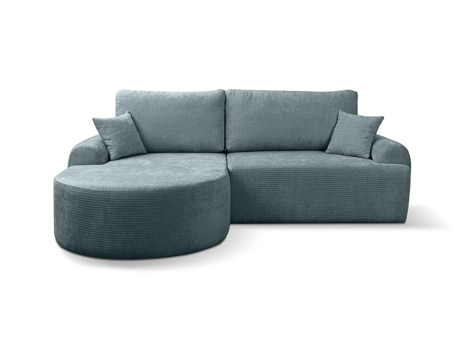Canapé d'Angle gauche avec fonction de couchage ARTE PREMIUM coffre en velours côtelé turquoise du fabricant - VINOTTI