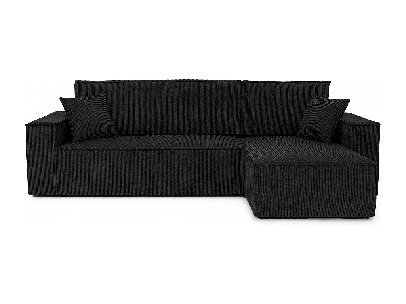 Canapé d'Angle réversible convertible avec fonction de couchage Karl L coffre universel en velours côtelé noir du fabricant - VINOTTI