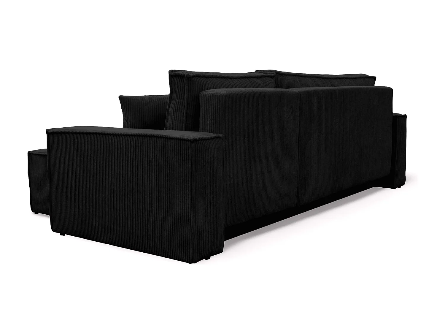 Canapé d'Angle réversible convertible avec fonction de couchage Karl L coffre universel en velours côtelé noir du fabricant - VINOTTI