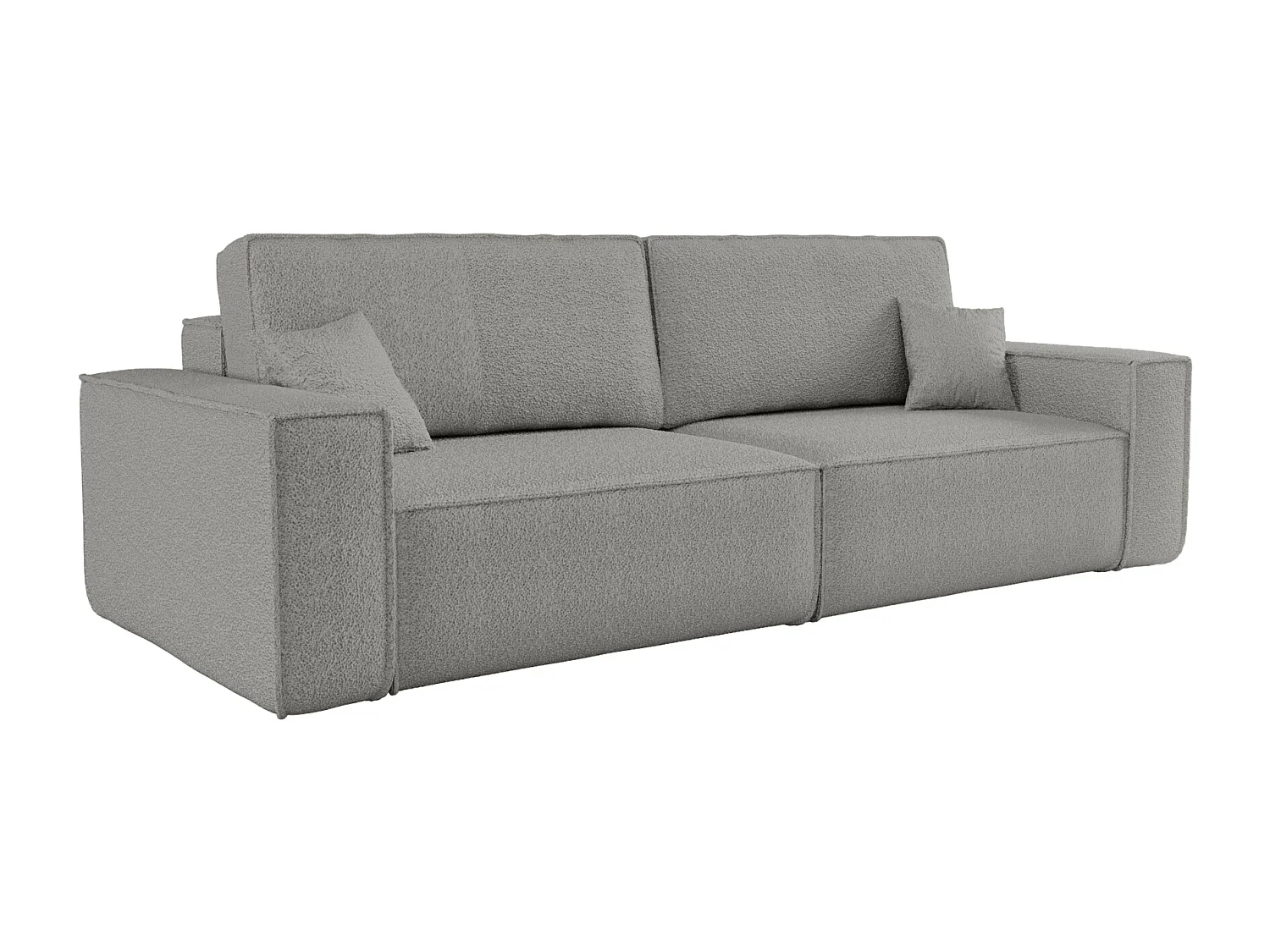 Divano Karl avec deux coffres de rangement pour literie, pour le salon, grand choix directement du fabricant tissu bouclé gris clair - VINOTTI