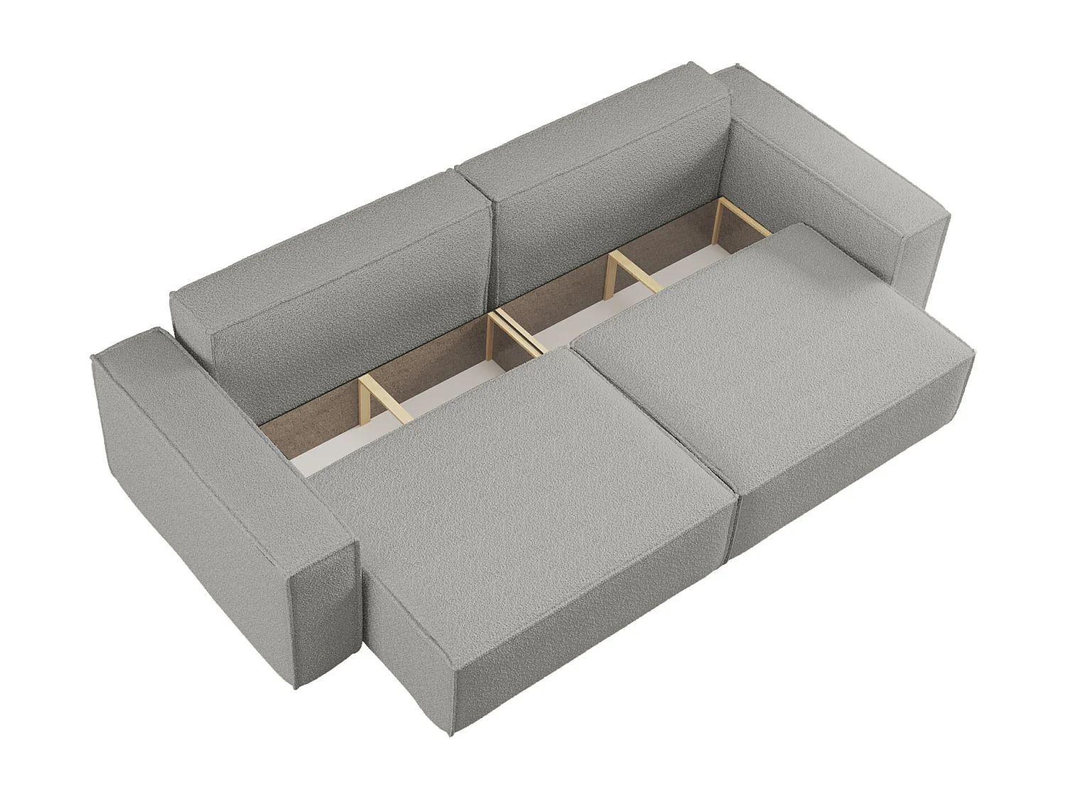 Divano Karl avec deux coffres de rangement pour literie, pour le salon, grand choix directement du fabricant tissu bouclé gris clair - VINOTTI