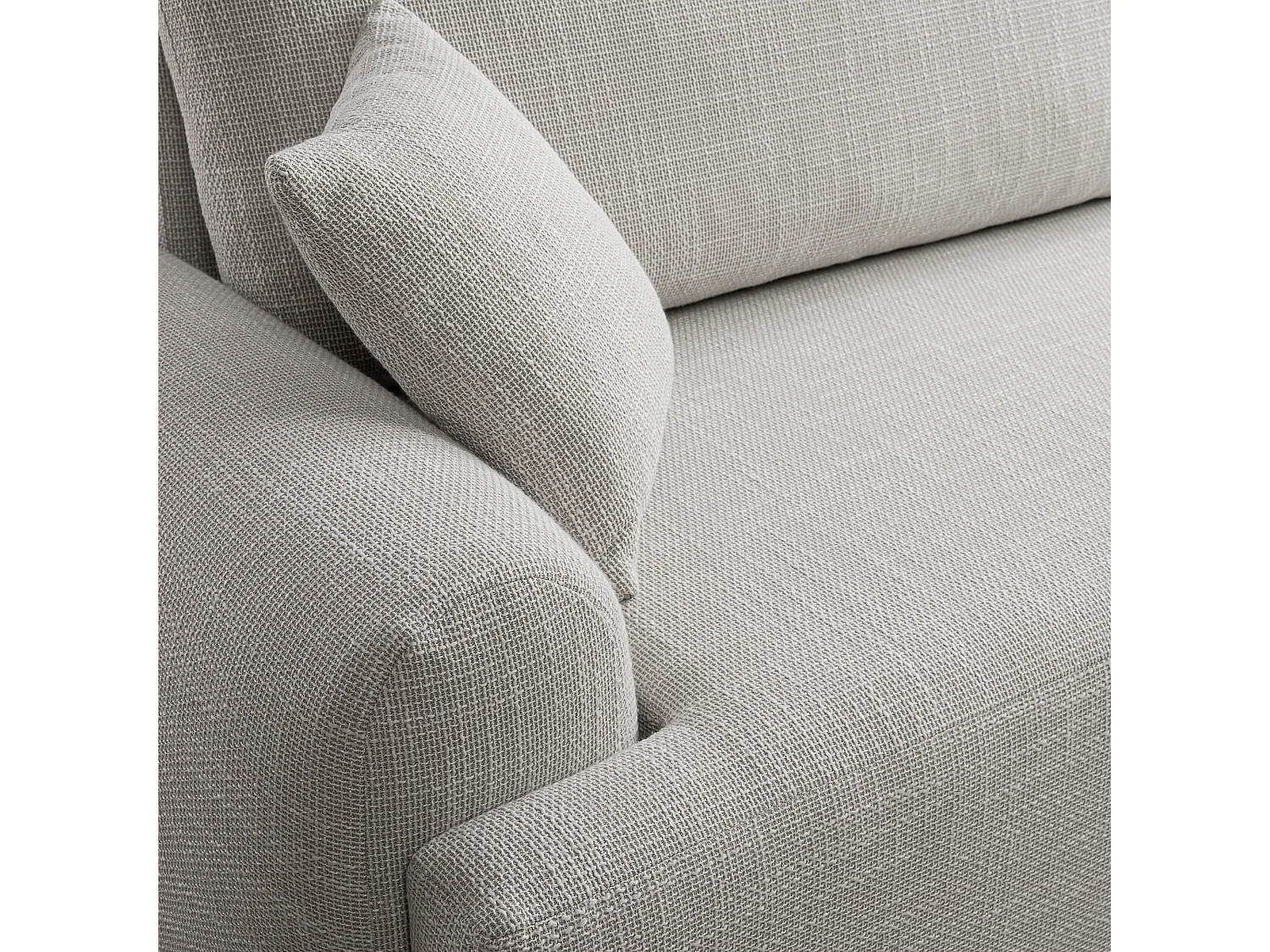 Canapé d’angle droit en tissu tressé gris clair, résistant à l’usure, avec fonction couchage – ARTE PREMIUM