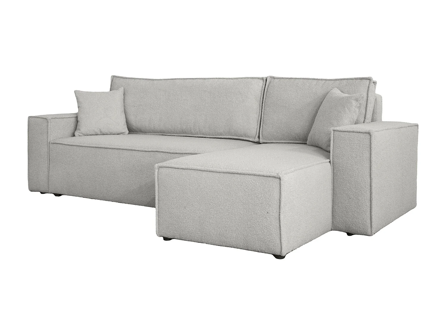 Canapé d'Angle réversible convertible avec fonction de couchage Karl L coffre universel en tissu bouclé gris clair du fabricant - VINOTTI