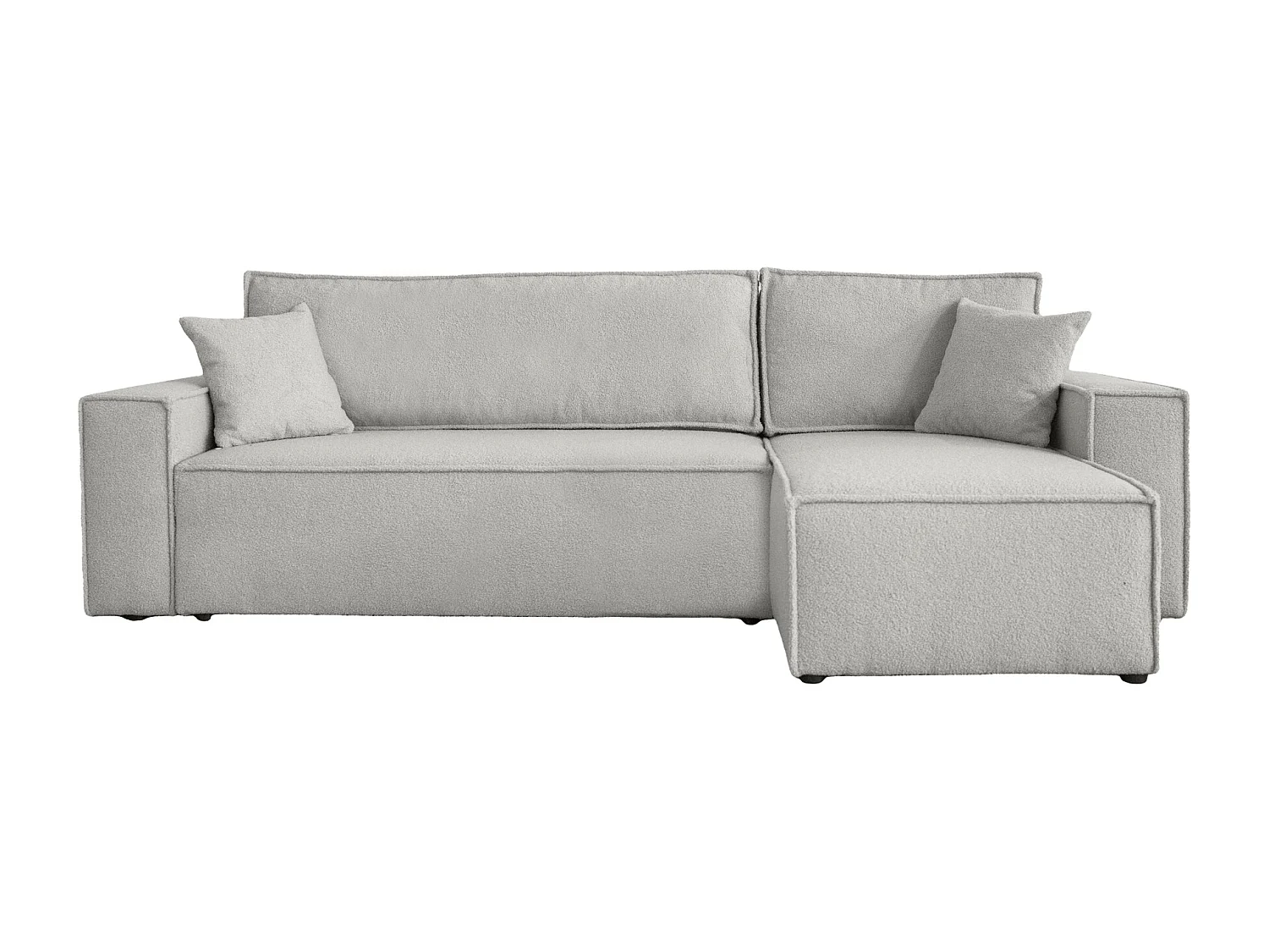Canapé d'Angle réversible convertible avec fonction de couchage Karl L coffre universel en tissu bouclé gris clair du fabricant - VINOTTI