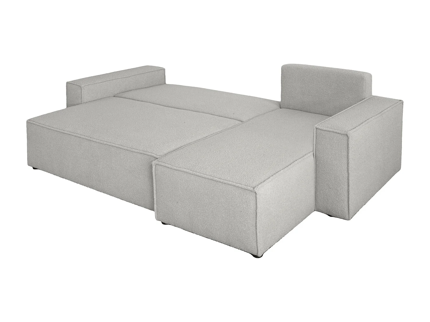 Canapé d'Angle réversible convertible avec fonction de couchage Karl L coffre universel en tissu bouclé gris clair du fabricant - VINOTTI
