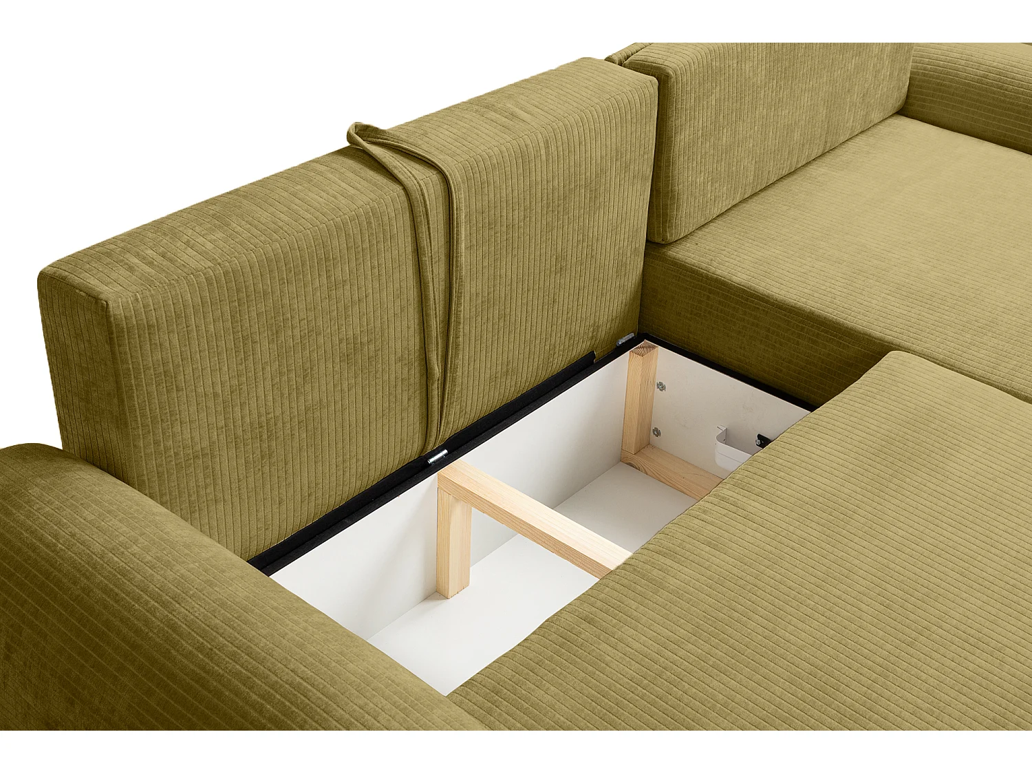 Canapé d'Angle droit avec fonction de couchage ARTE PREMIUM coffre en velours côtelé moutarde du fabricant - VINOTTI