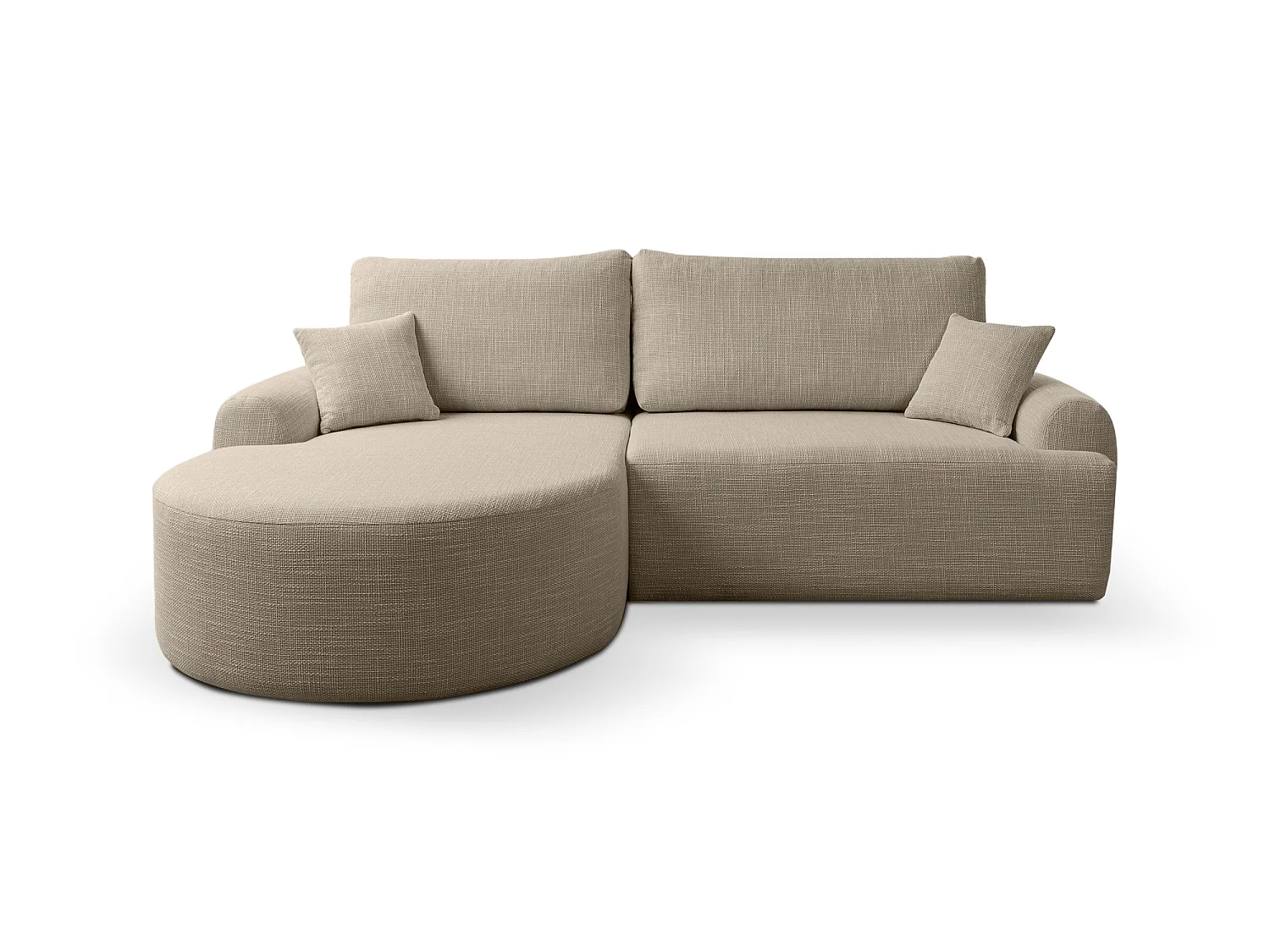 Canapé d’angle gauche en tissu tressé beige, résistant à l’usure, avec fonction couchage – ARTE PREMIUM