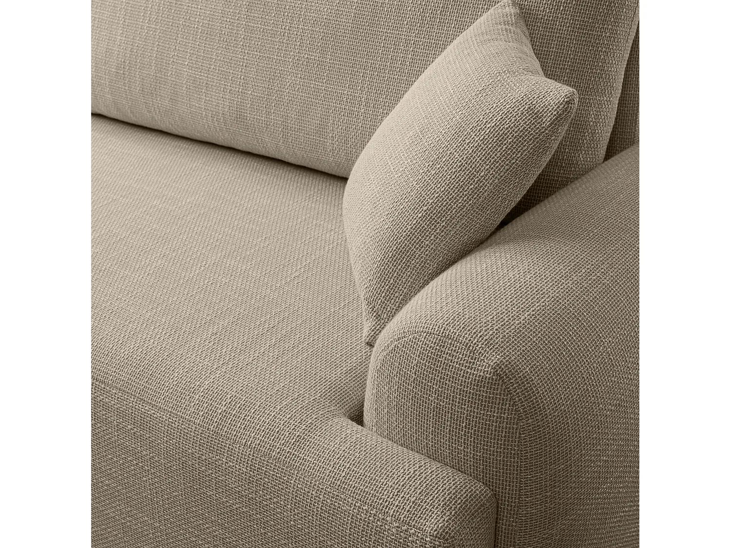 Canapé d’angle gauche en tissu tressé beige, résistant à l’usure, avec fonction couchage – ARTE PREMIUM