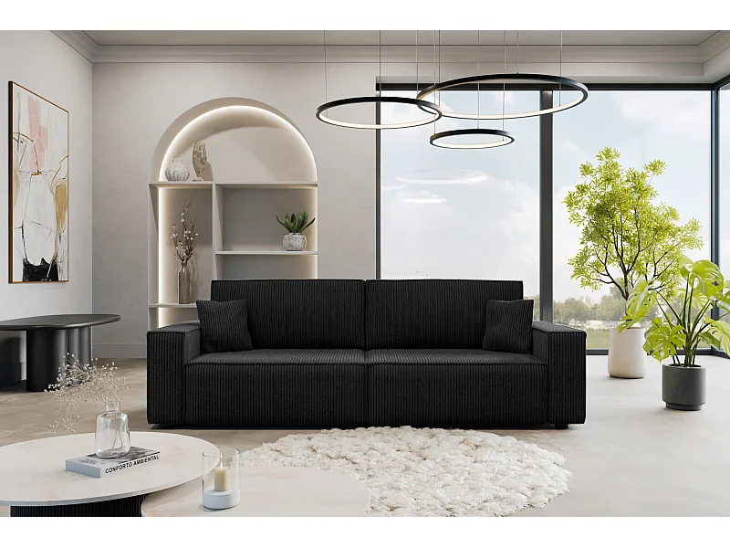 Divano Karl avec deux coffres de rangement pour literie, pour le salon, grand choix directement du fabricant noir - VINOTTI