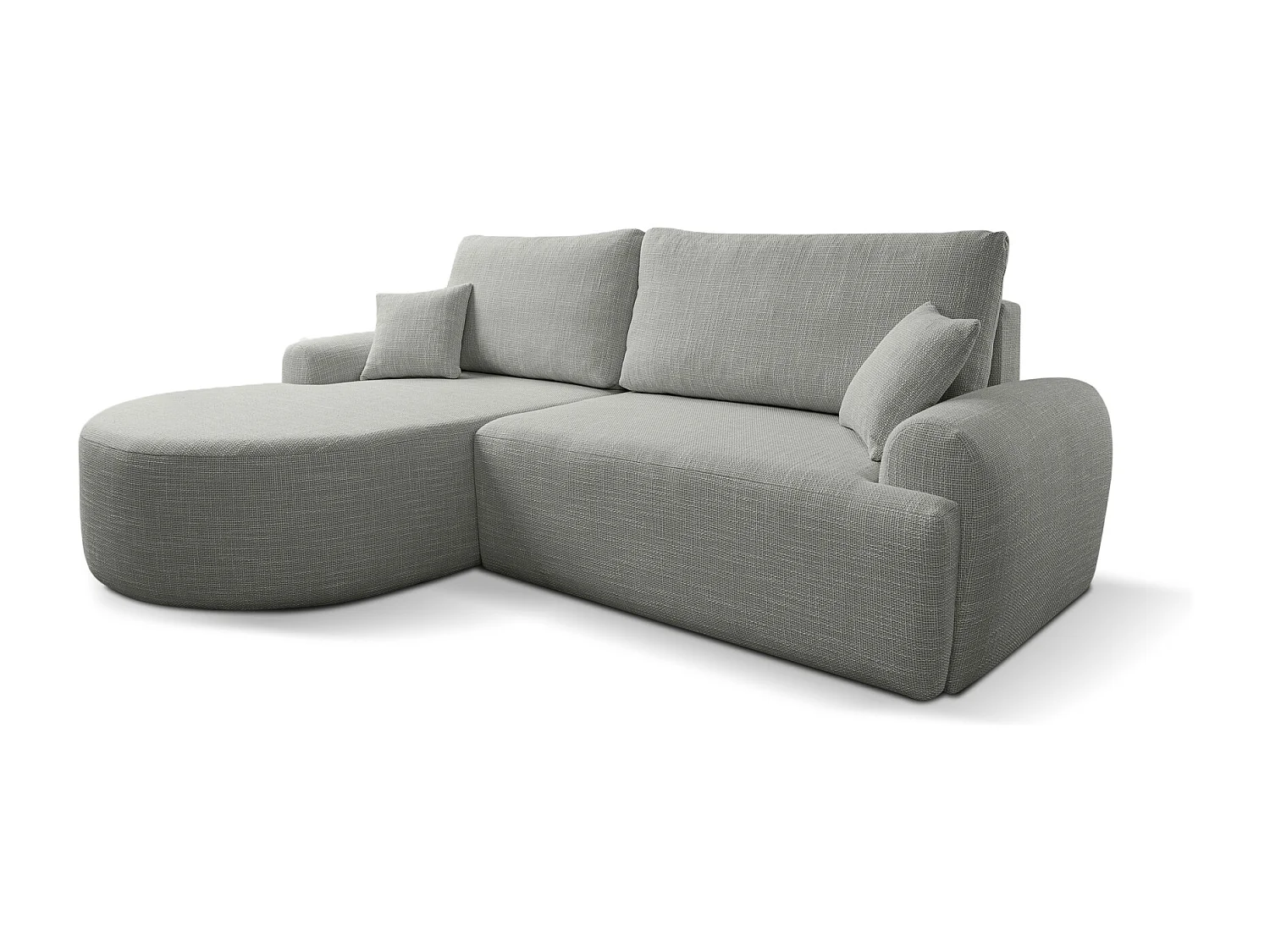 Canapé d’angle gauche en tissu tressé gris résistant à l’usure, avec fonction couchage – ARTE PREMIUM