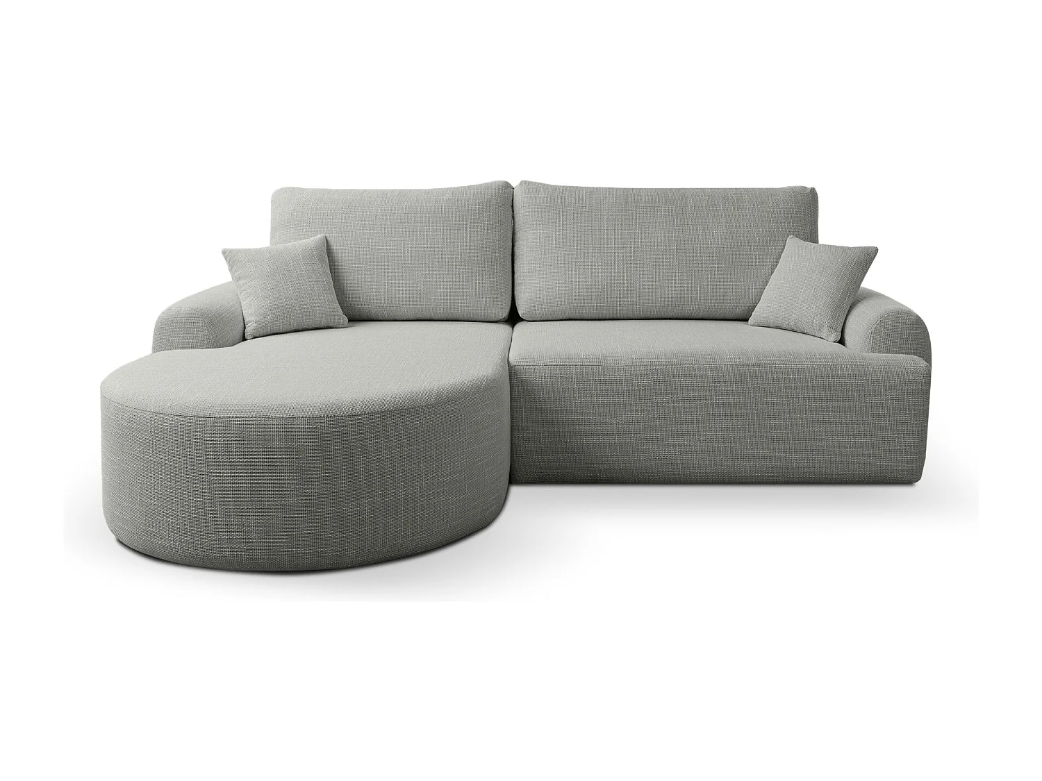 Canapé d’angle gauche en tissu tressé gris résistant à l’usure, avec fonction couchage – ARTE PREMIUM