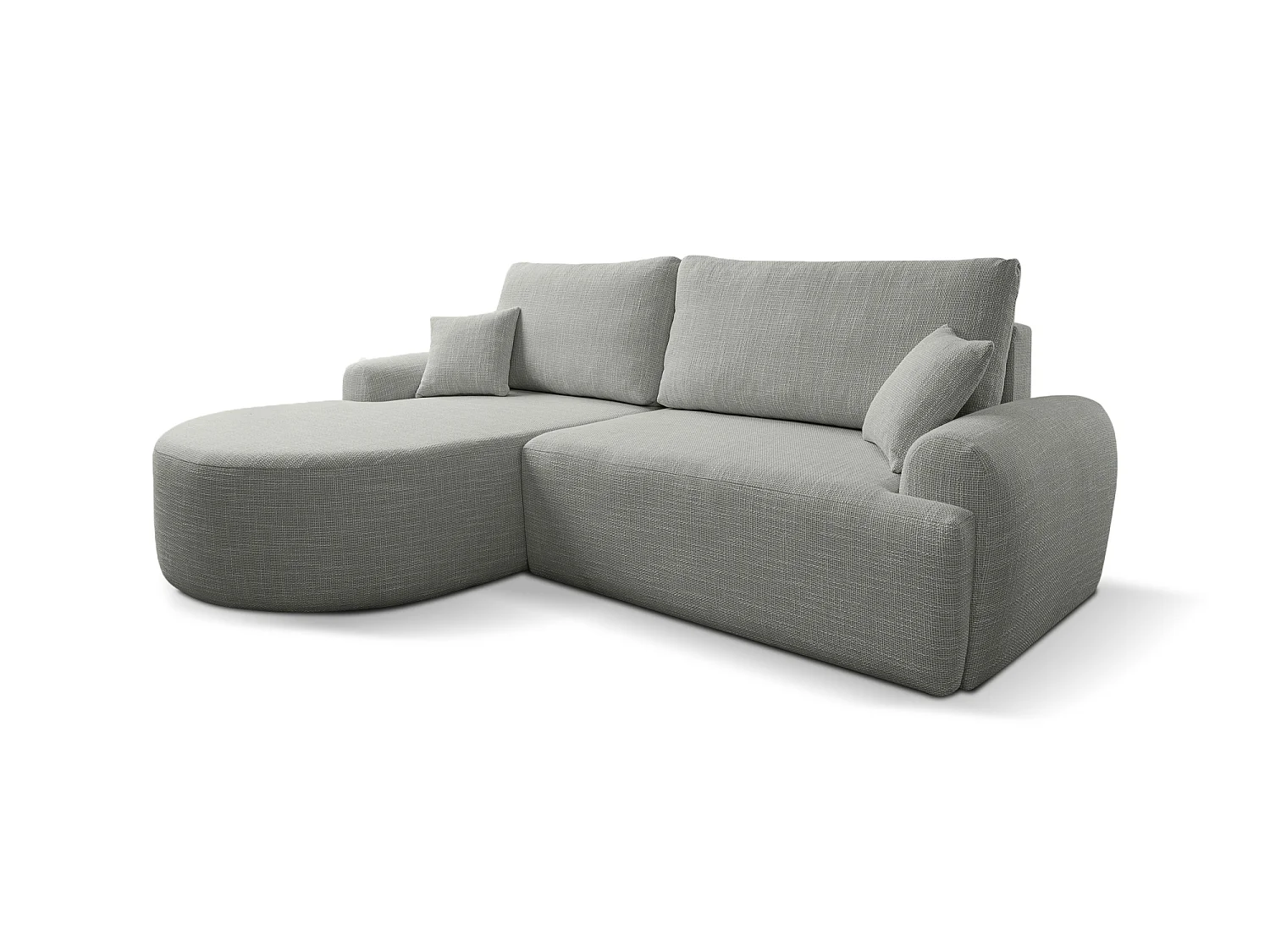Canapé d’angle gauche en tissu tressé gris résistant à l’usure, avec fonction couchage – ARTE PREMIUM